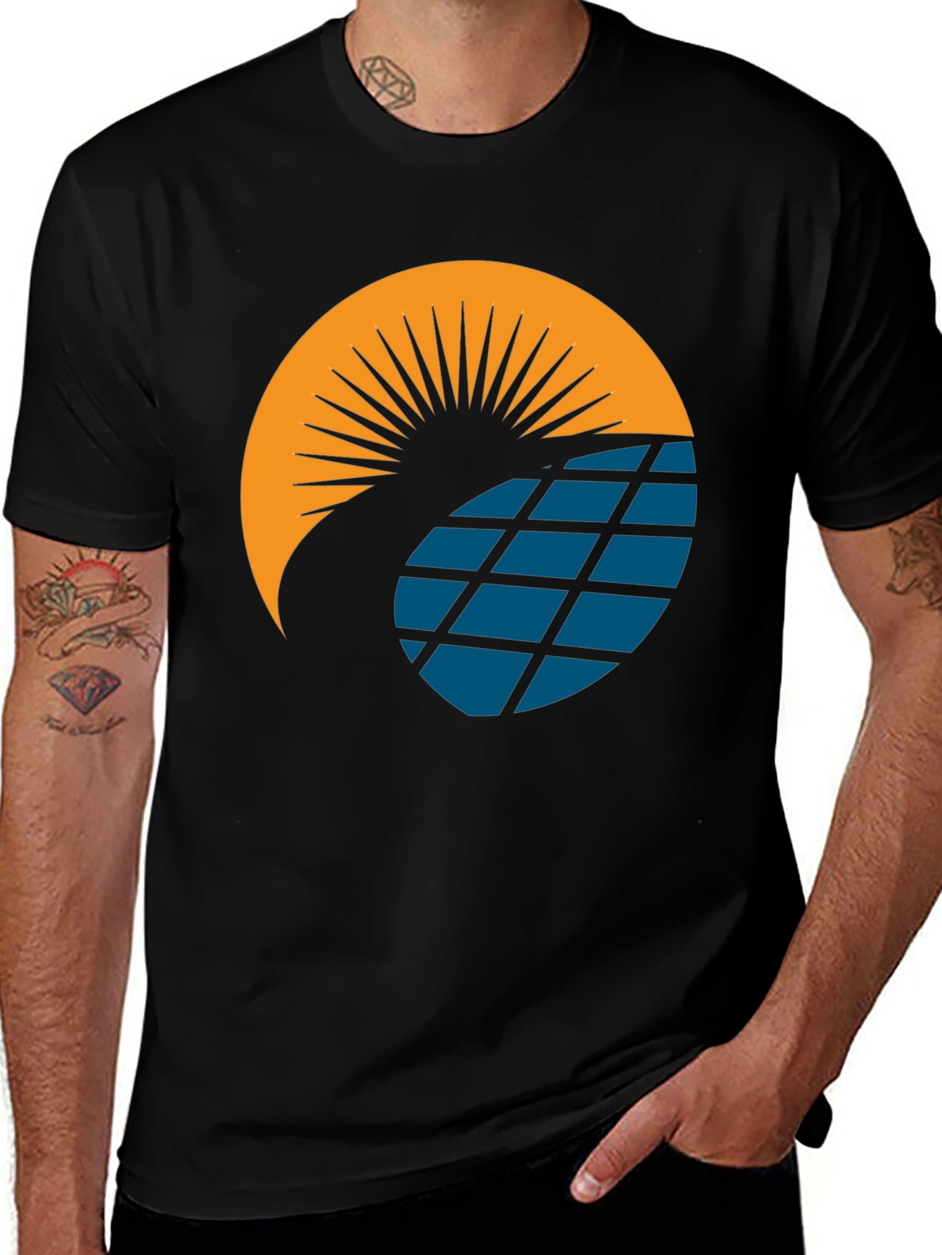 Solar Panel Sun Graphic T-Shirt - Modern Design