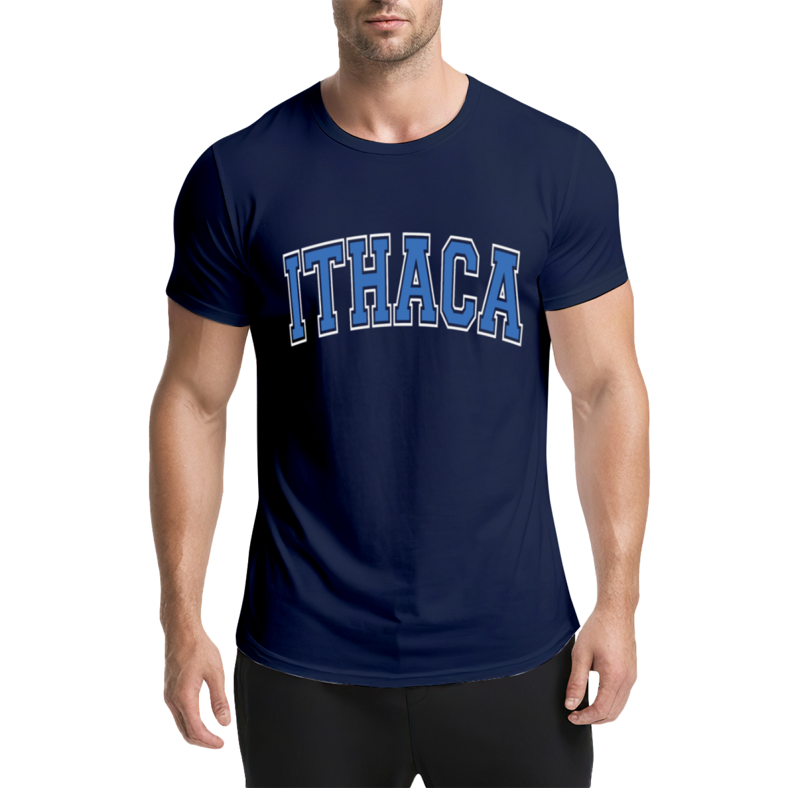 Vintage Ithaca College Letter Print Grey T-Shirt, Preppy Campus Couple Casual Top