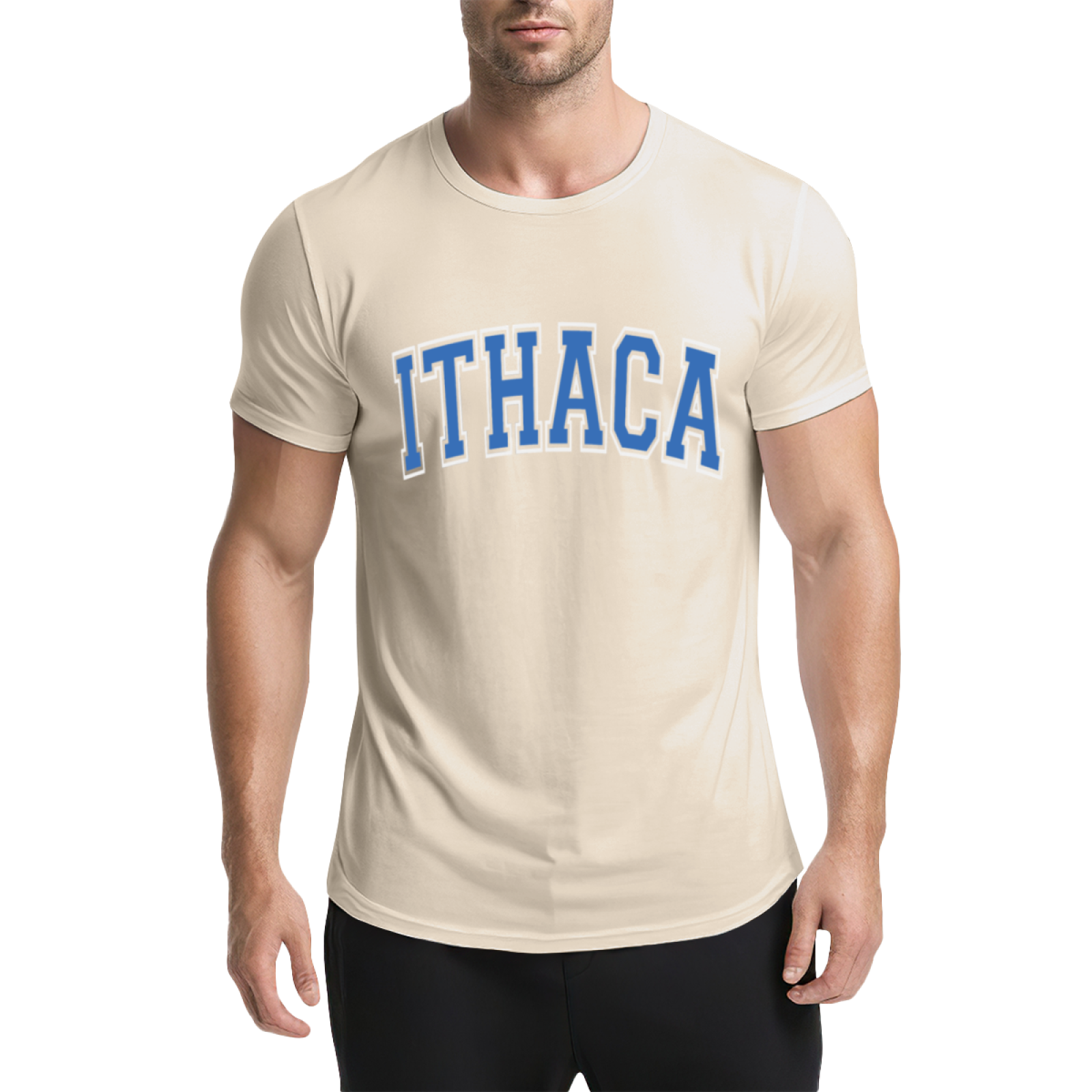 Vintage Ithaca College Letter Print Grey T-Shirt, Preppy Campus Couple Casual Top