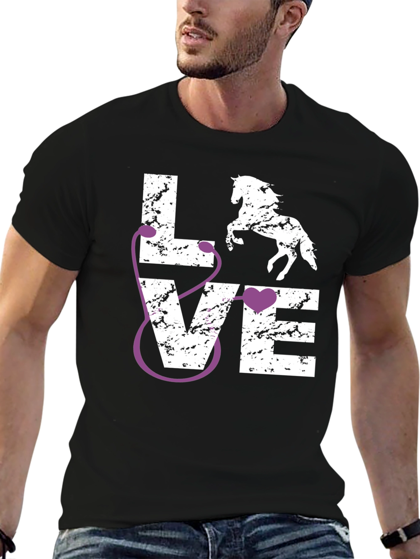 Veterinarian Horse Lover Stethoscope T-Shirt