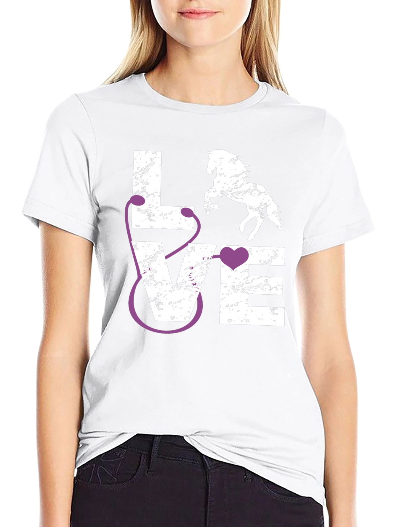 Veterinarian Horse Lover Stethoscope T-Shirt
