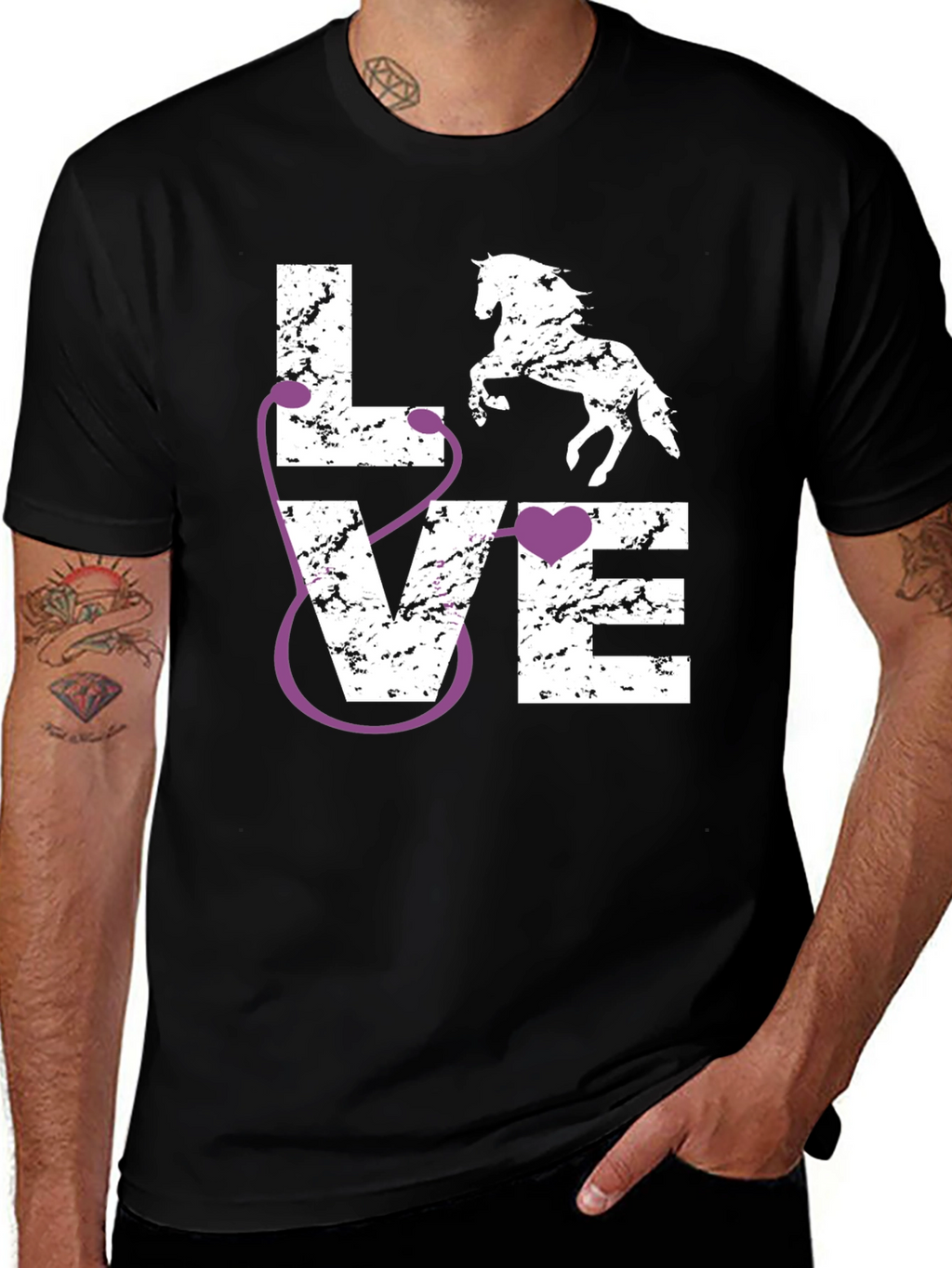 Veterinarian Horse Lover Stethoscope T-Shirt