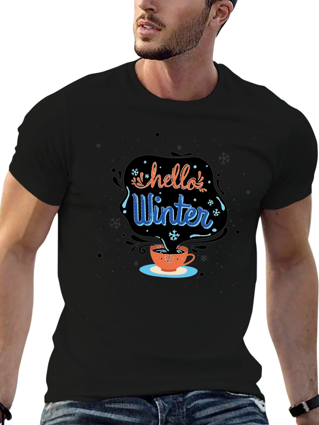 Hello Winter Black Graphic Tee