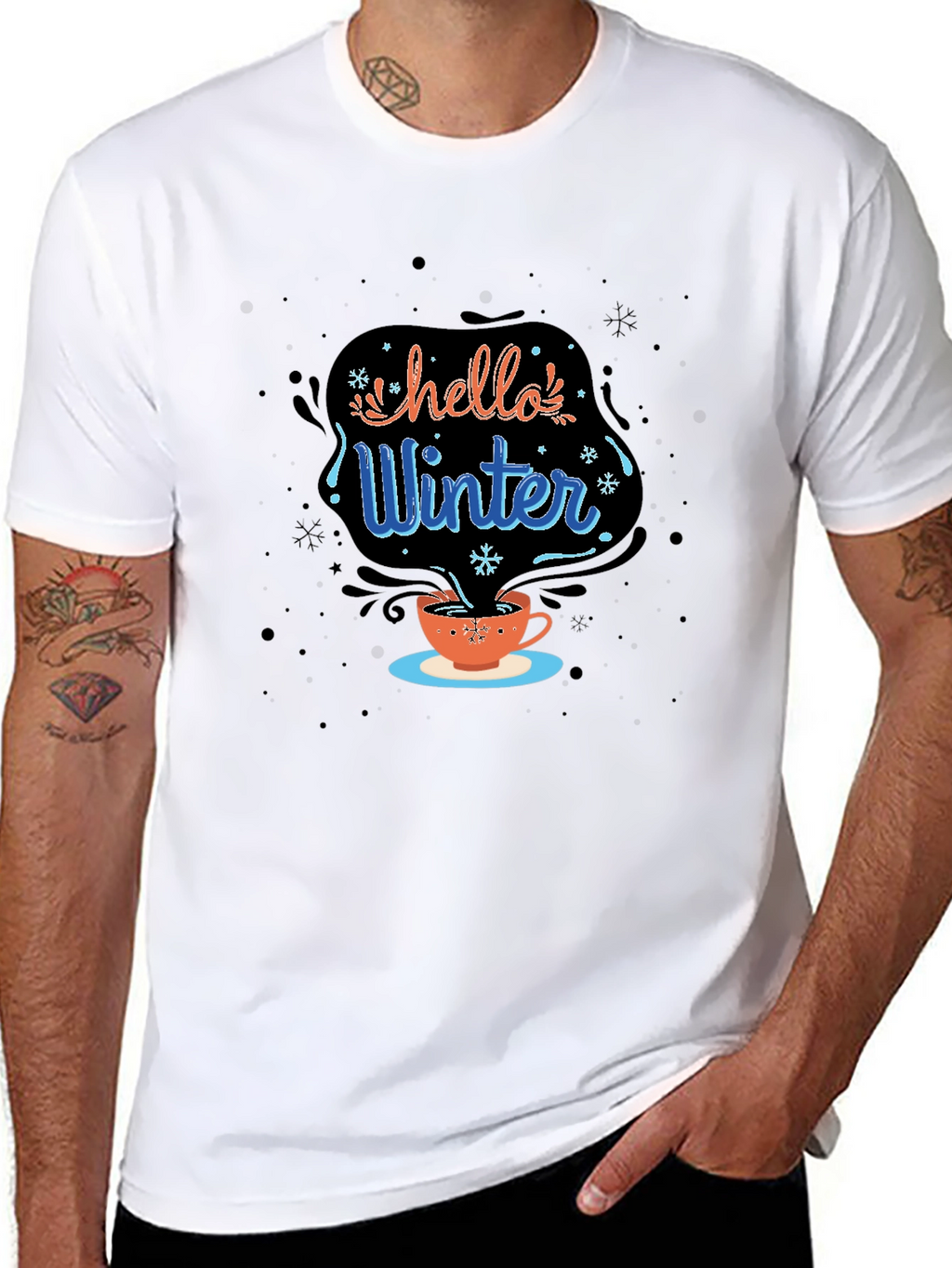 Hello Winter Black Graphic Tee