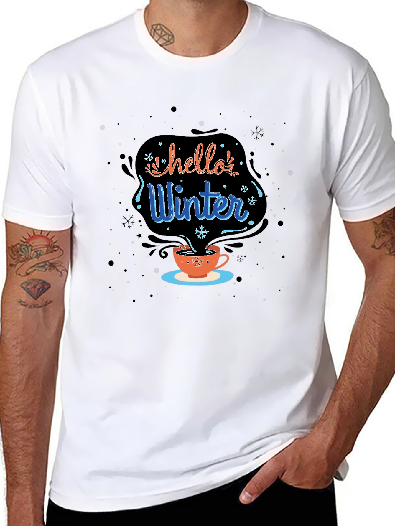 Hello Winter Black Graphic Tee