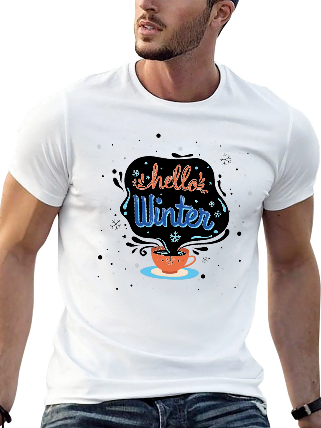 Hello Winter Black Graphic Tee