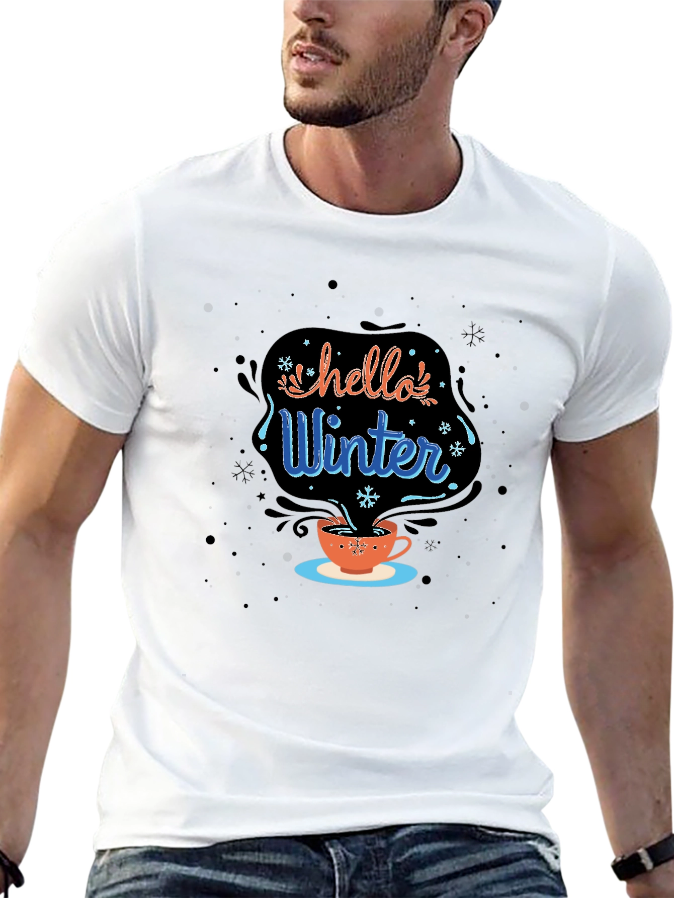 Hello Winter Black Graphic Tee