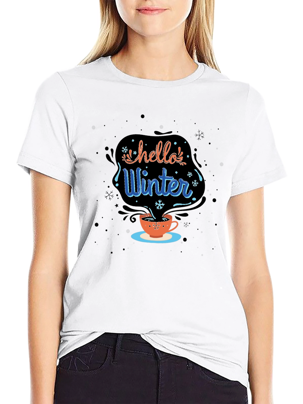 Hello Winter Black Graphic Tee