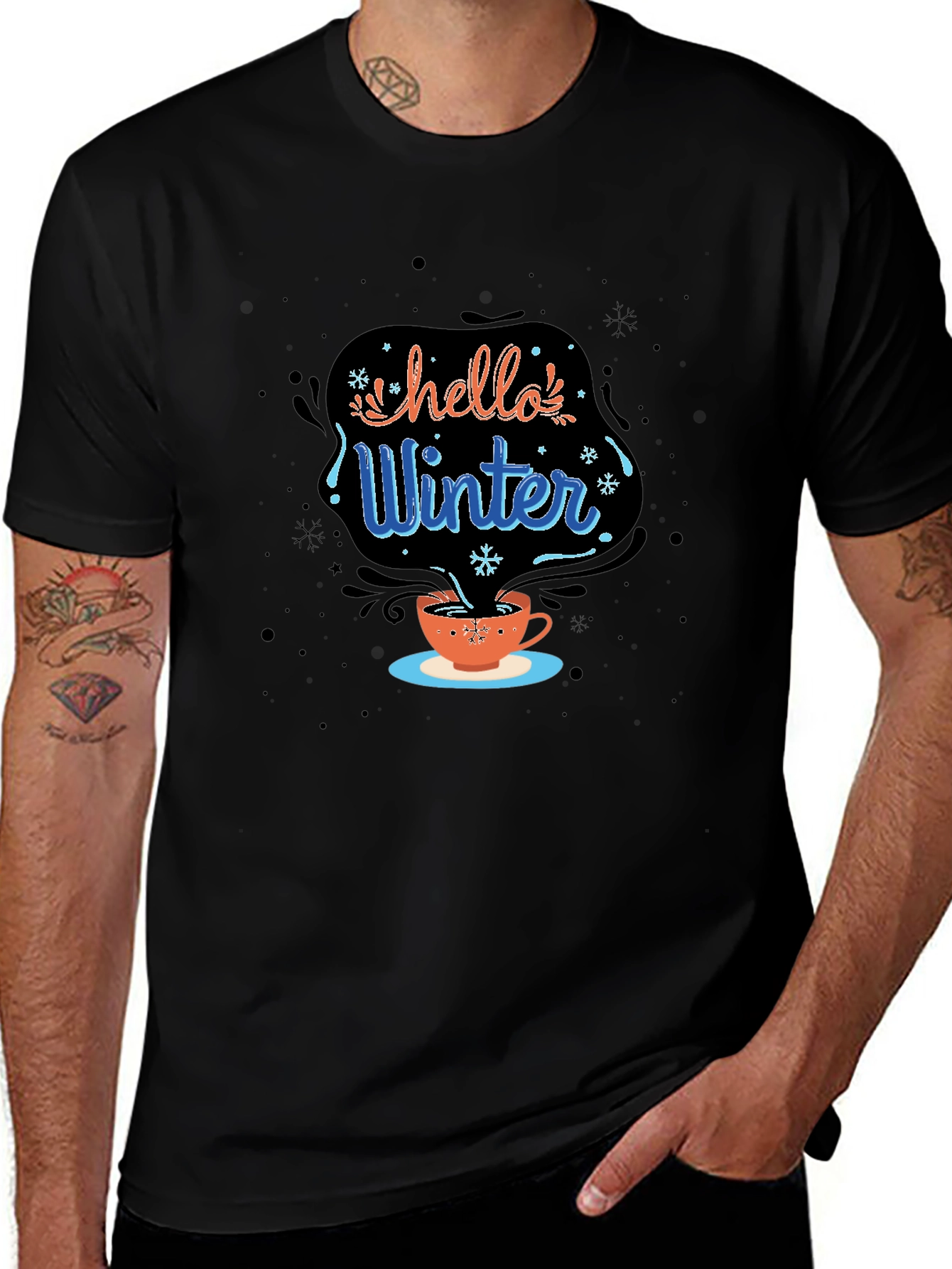 Hello Winter Black Graphic Tee