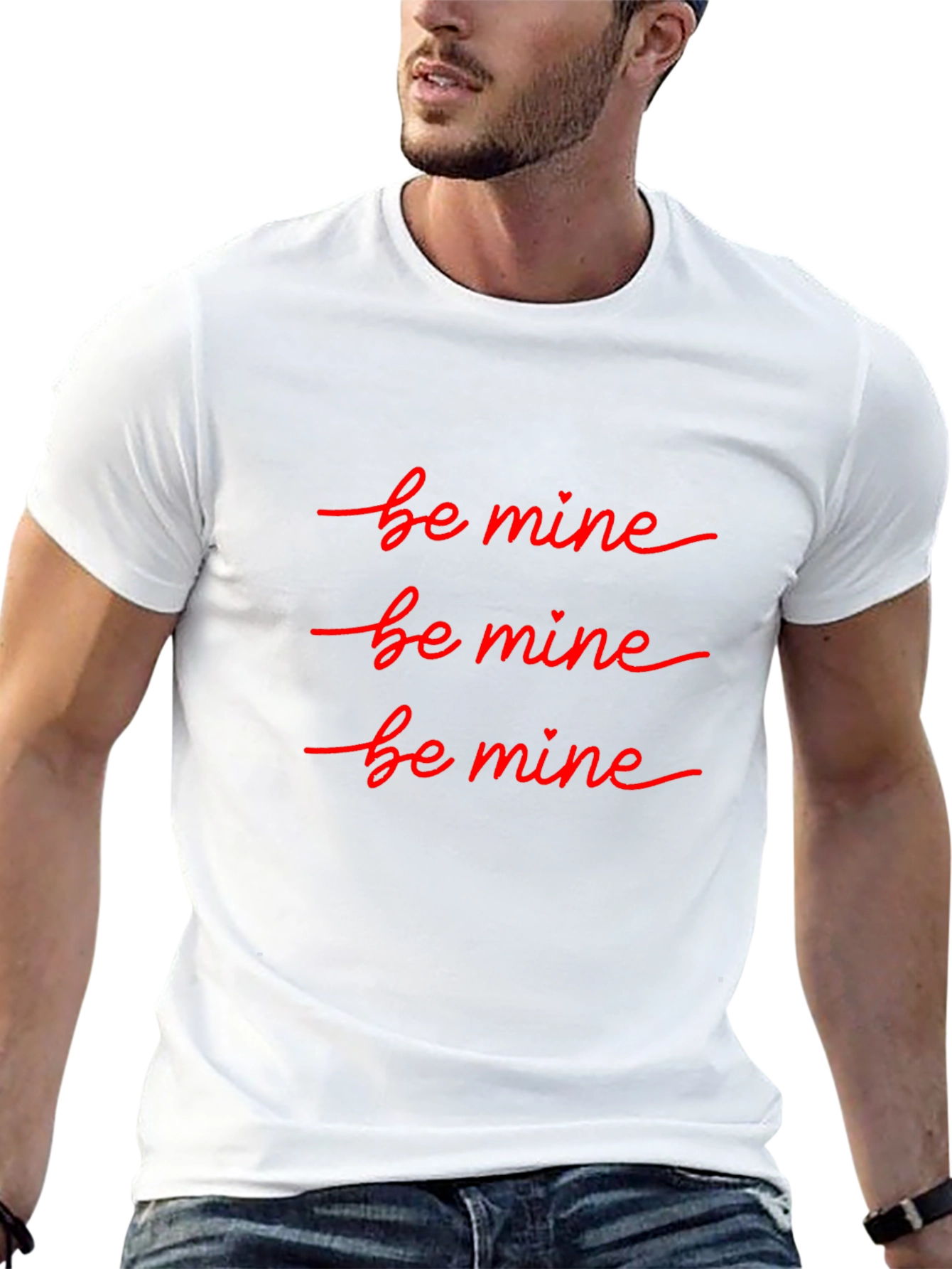 Be Mine Valentines T-Shirt - Black Crew Neck