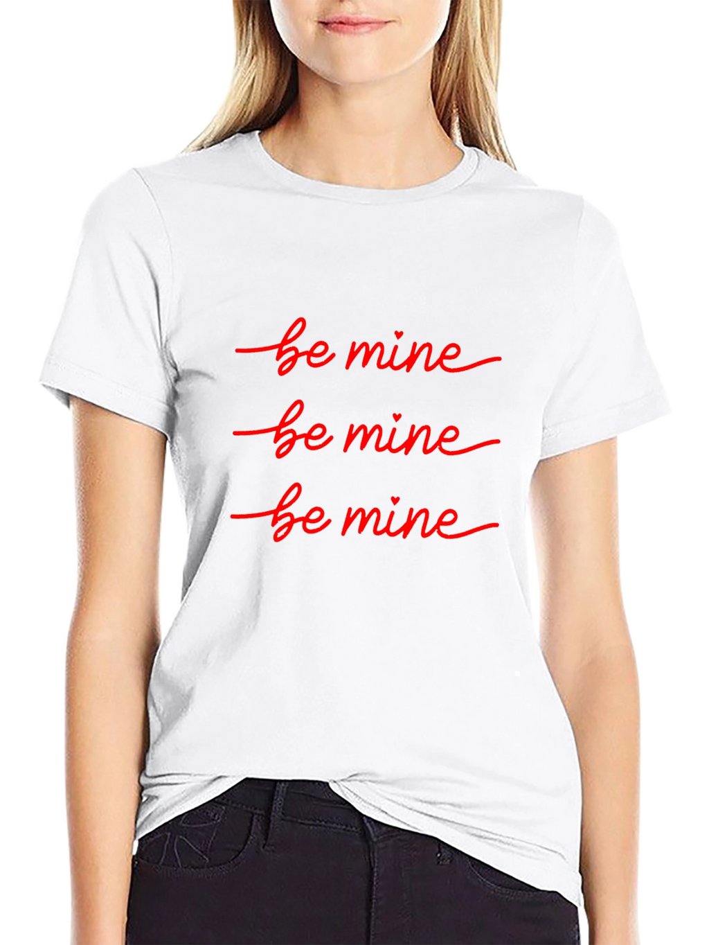 Be Mine Valentines T-Shirt - Black Crew Neck