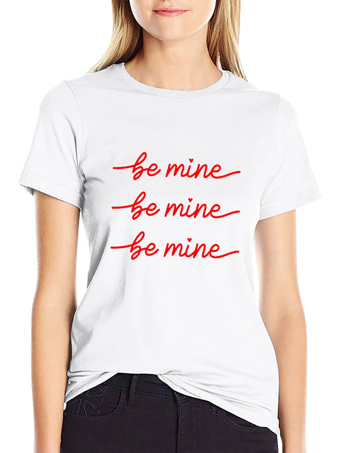 Be Mine Valentines T-Shirt - Black Crew Neck