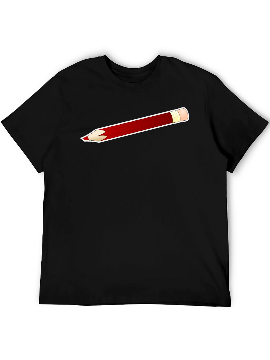 Pencil Graphic Tee - Classic Crew Neck Black T-Shirt