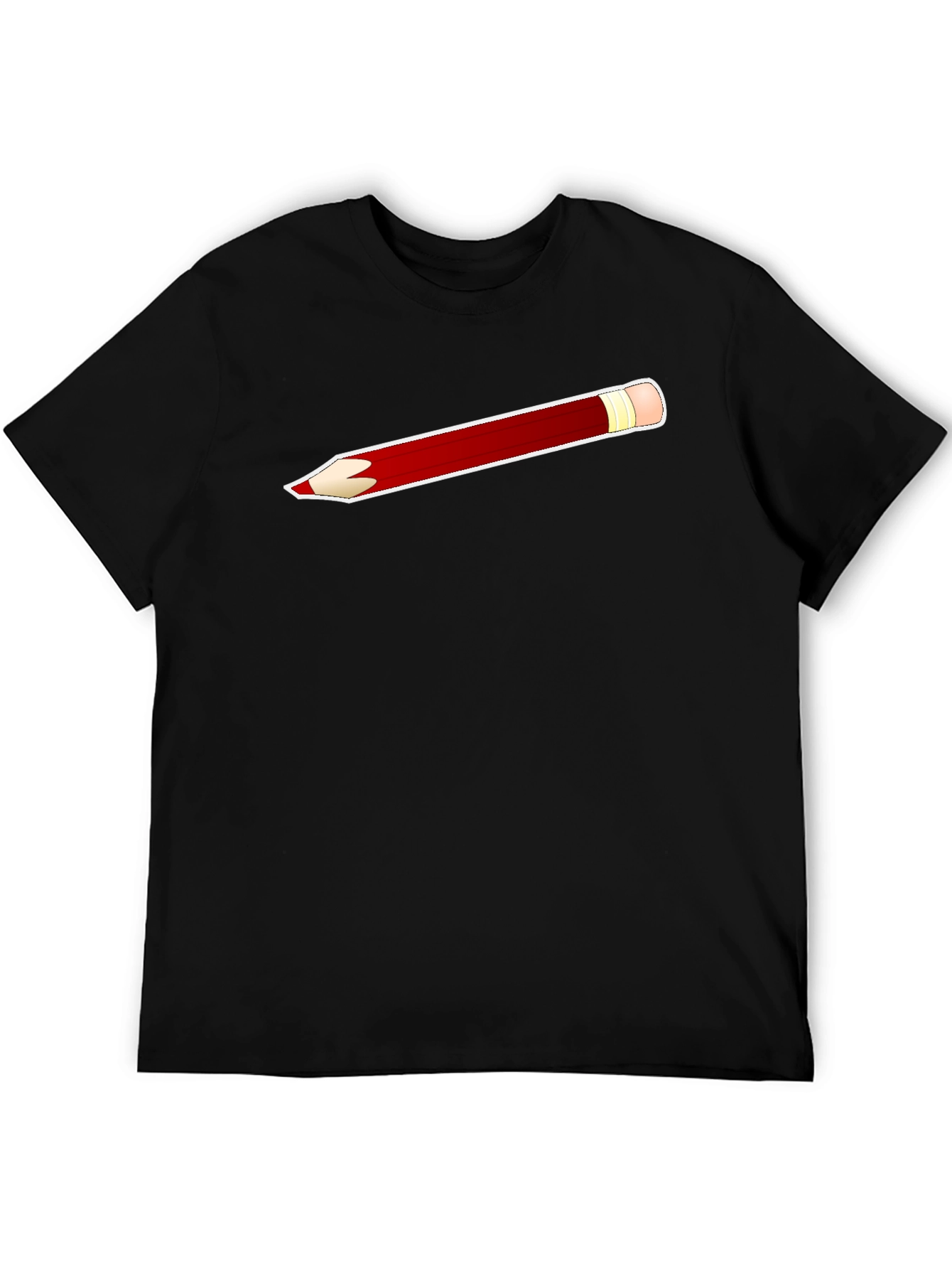 Pencil Graphic Tee - Classic Crew Neck Black T-Shirt