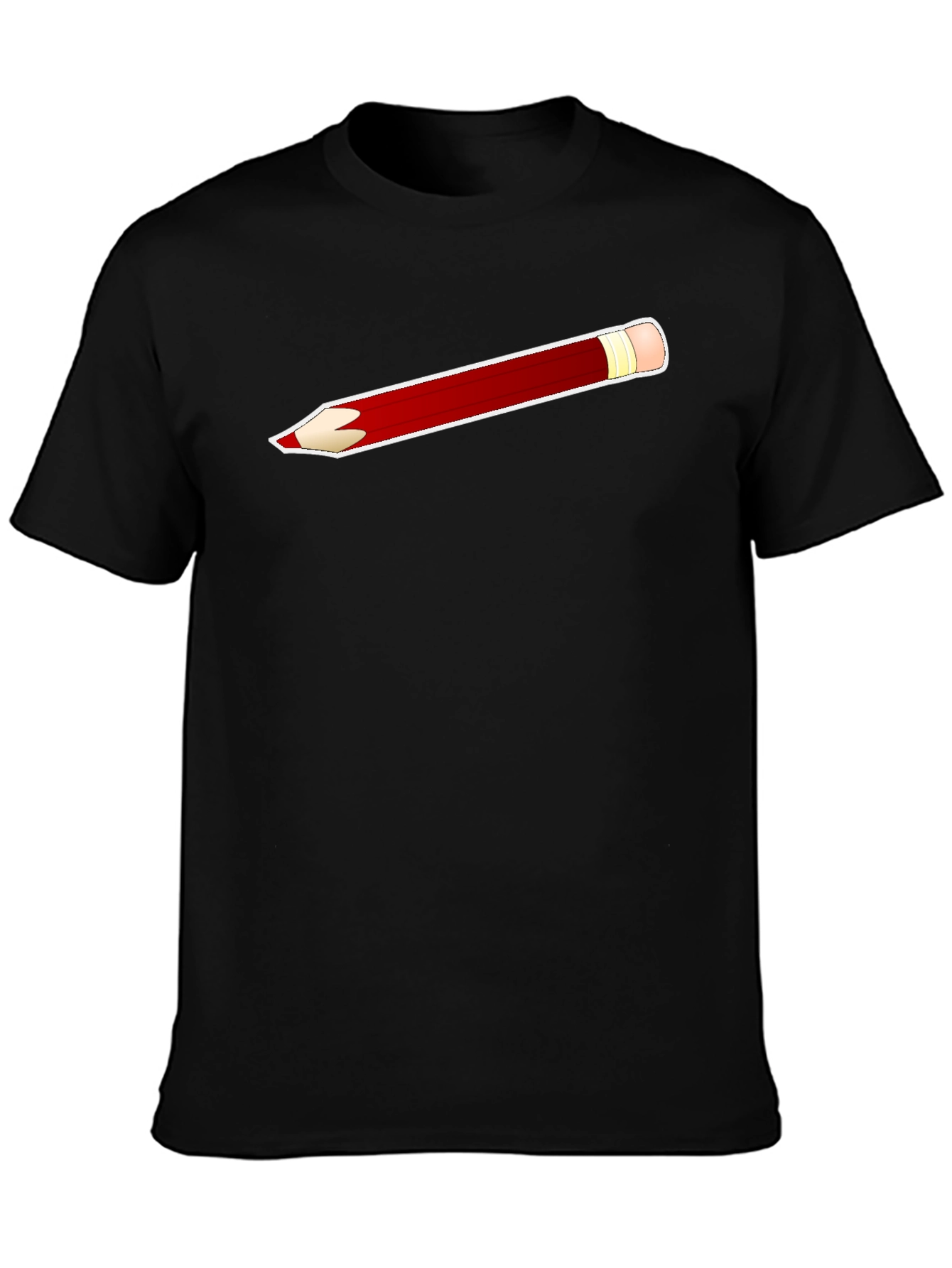 Pencil Graphic Tee - Classic Crew Neck Black T-Shirt