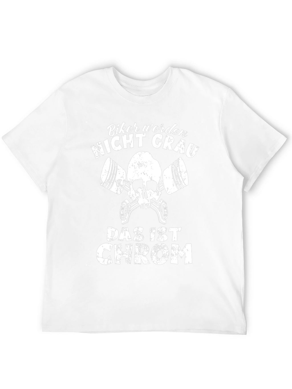 Biker Nicht Grau T-Shirt - Chrome Skull Tee