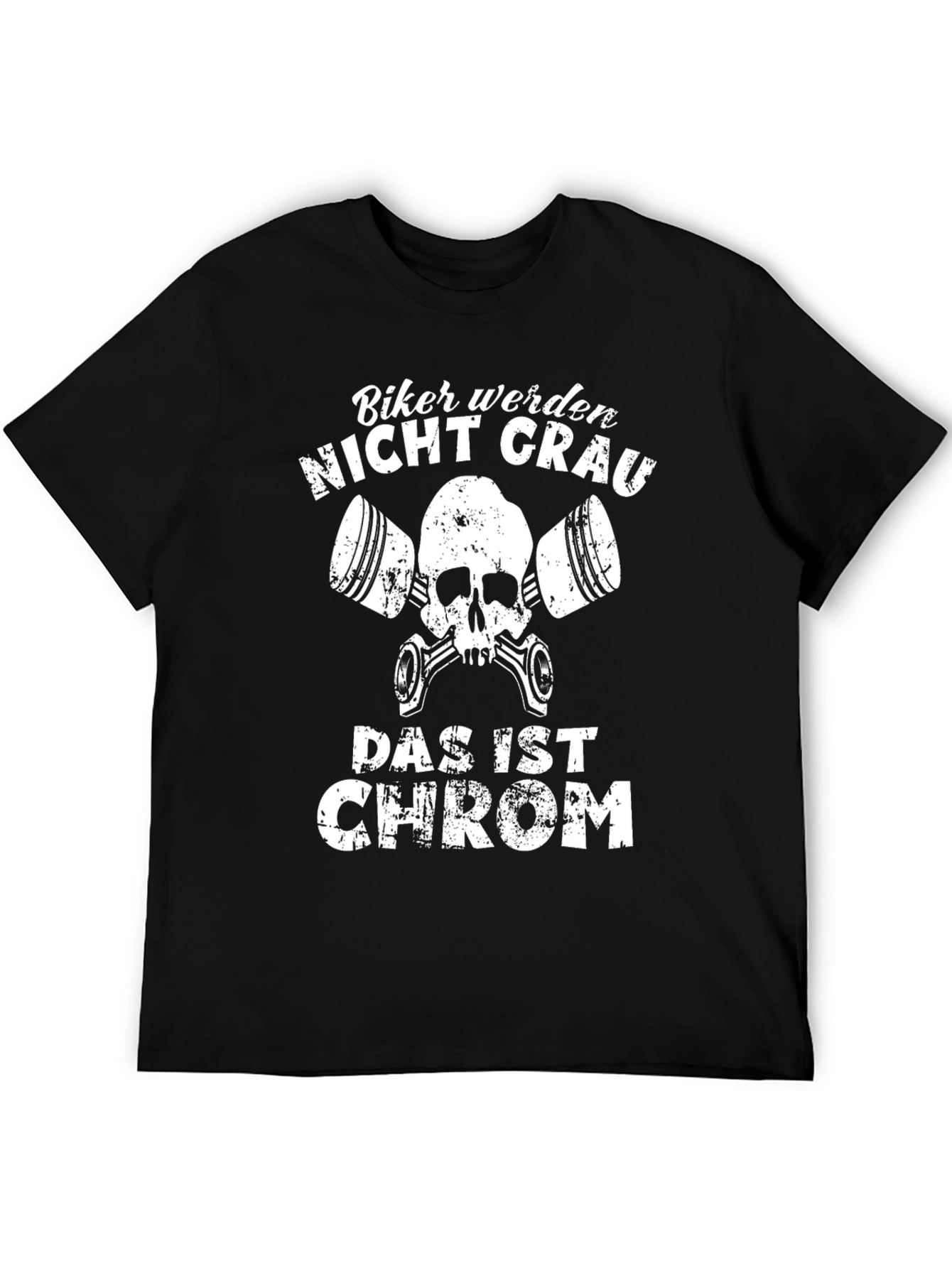 Biker Nicht Grau T-Shirt - Chrome Skull Tee