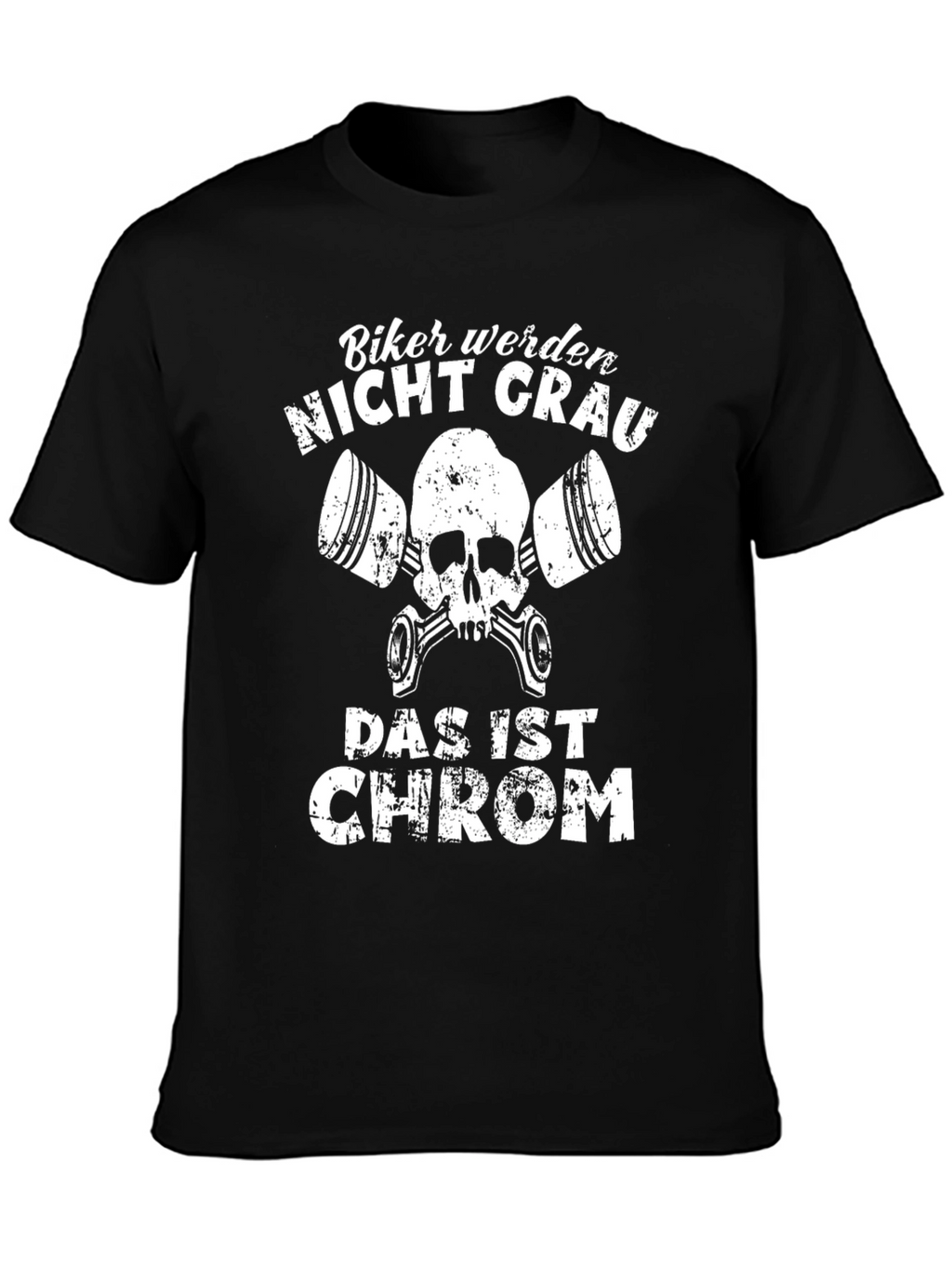Biker Nicht Grau T-Shirt - Chrome Skull Tee