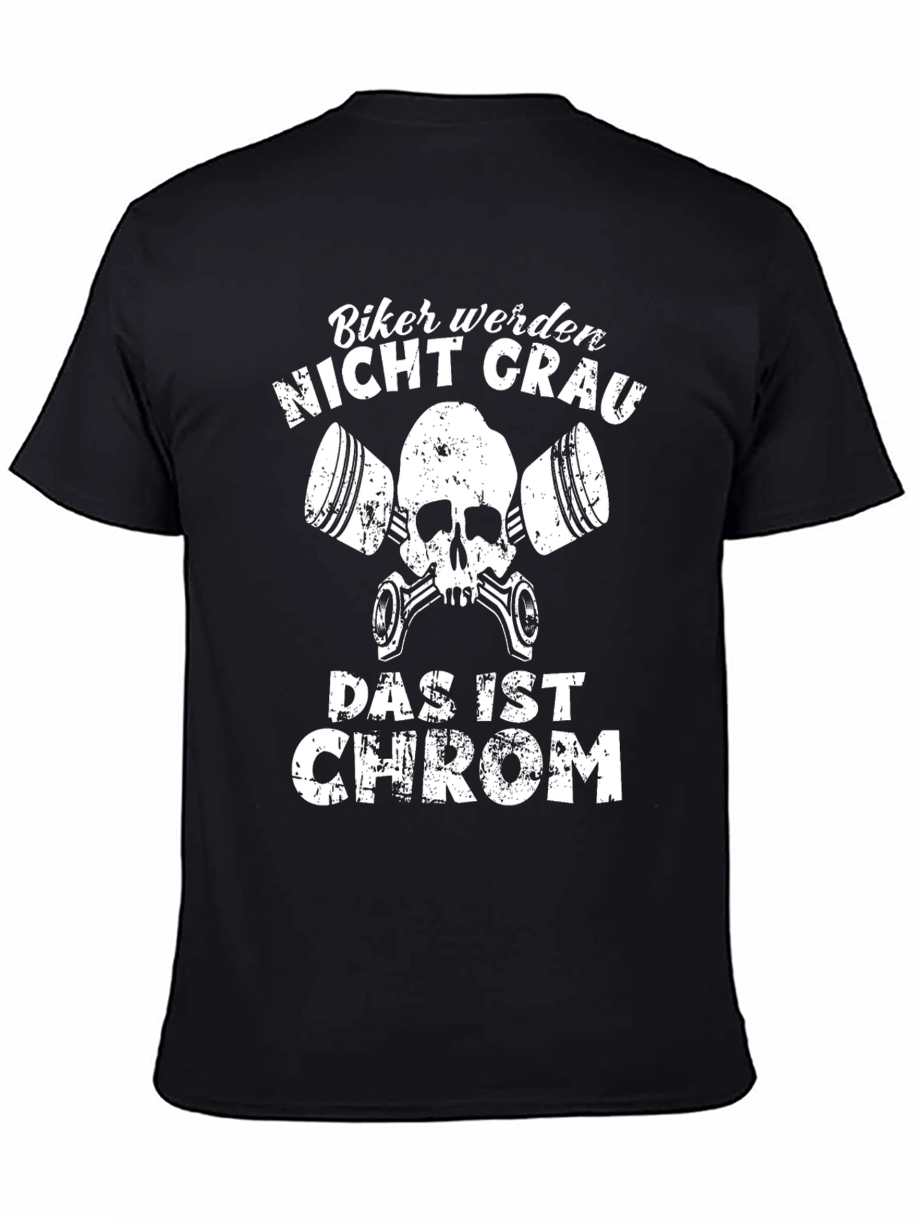 Biker Nicht Grau T-Shirt - Chrome Skull Tee