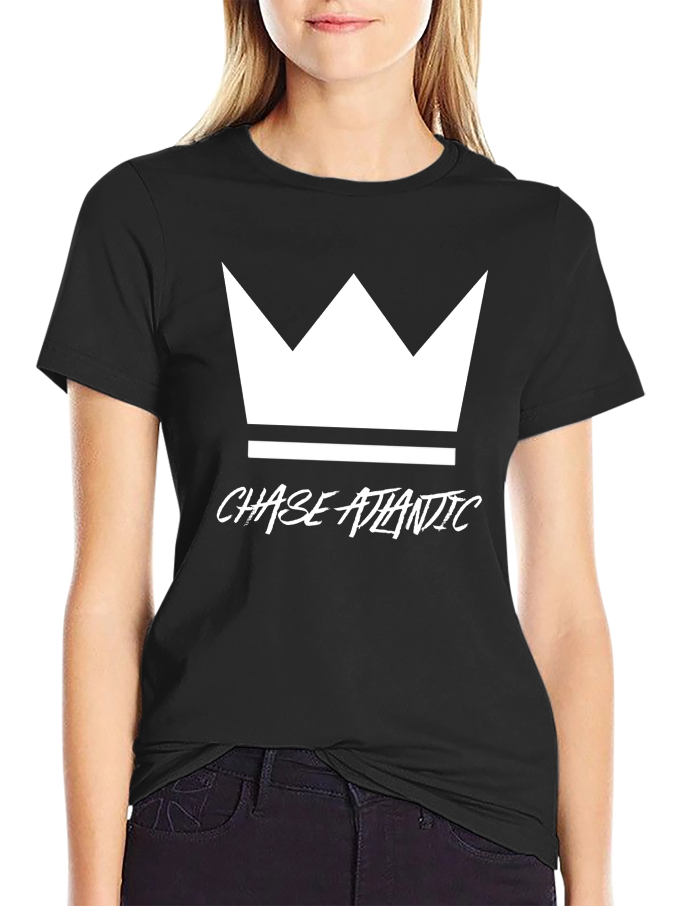 Chase Atlantic Crown Graphic Tee - Stylish Black Cotton T-Shirt