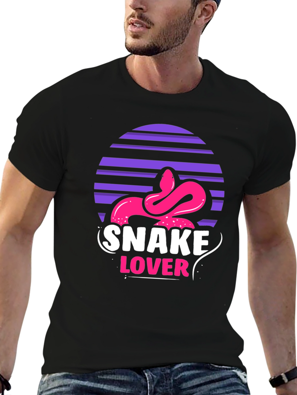 Snake Lover Graphic Tee - Black Cotton T-Shirt