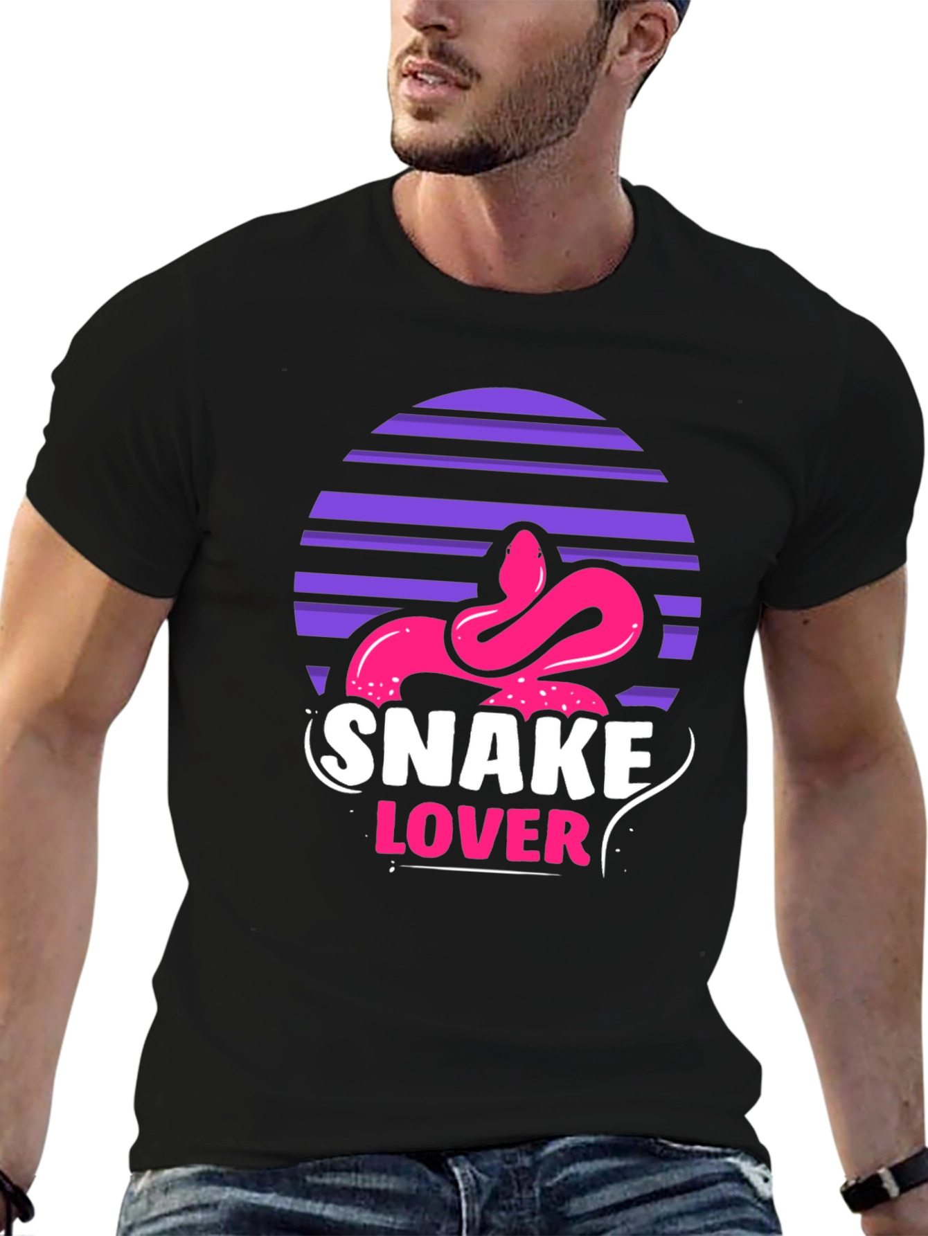 Snake Lover Graphic Tee - Black Cotton T-Shirt
