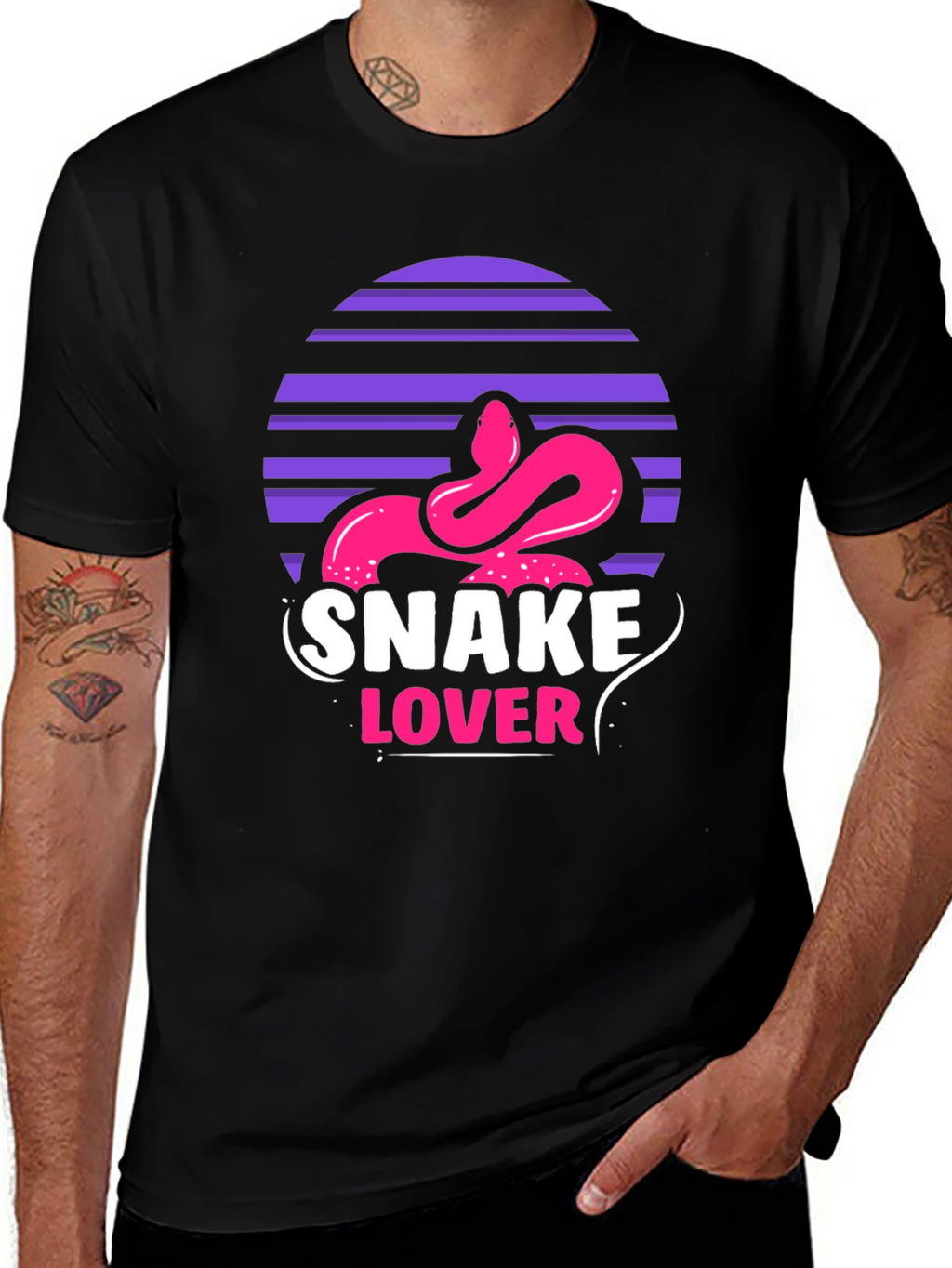 Snake Lover Graphic Tee - Black Cotton T-Shirt