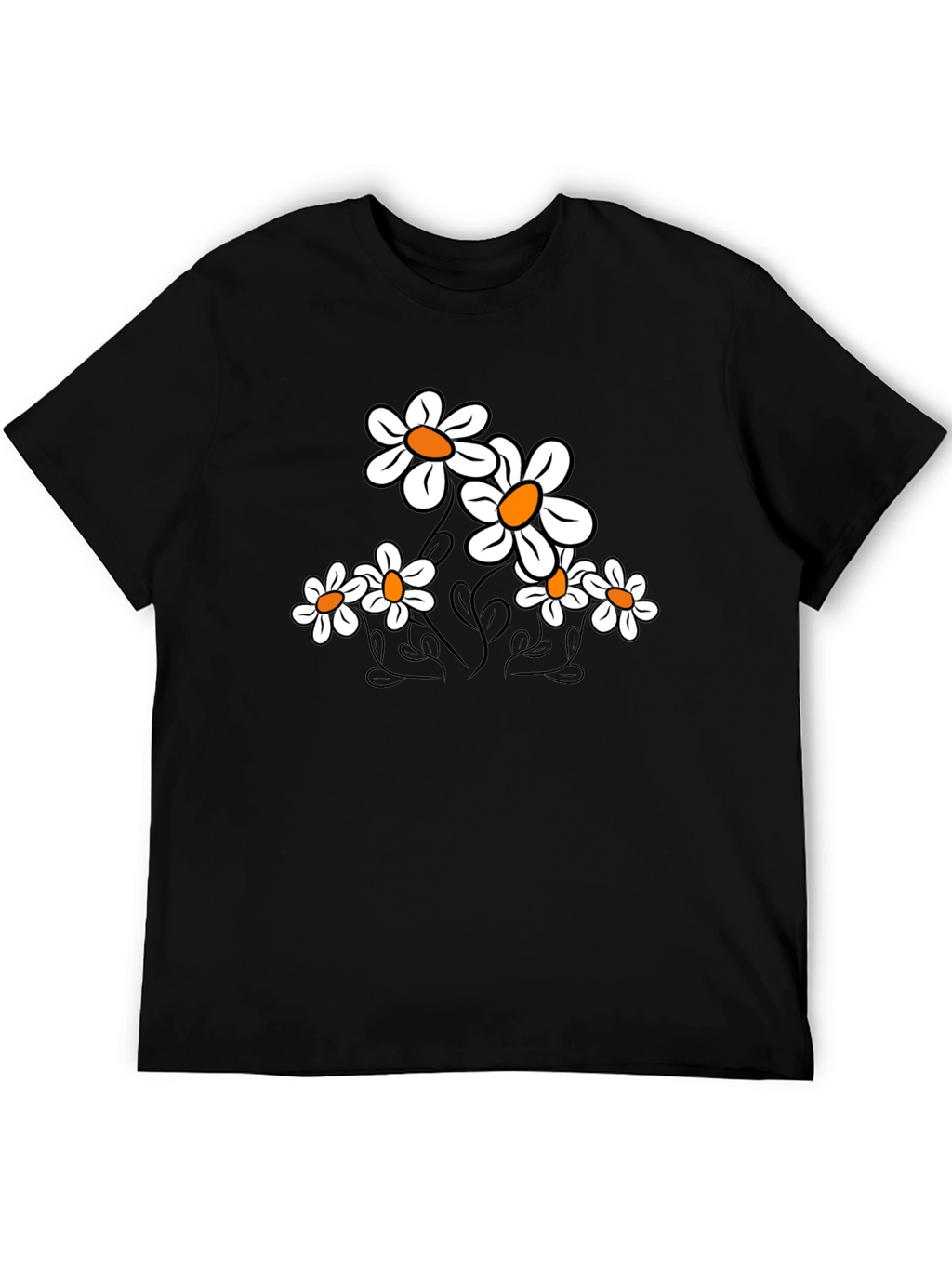 Floral Print T-Shirt - Black