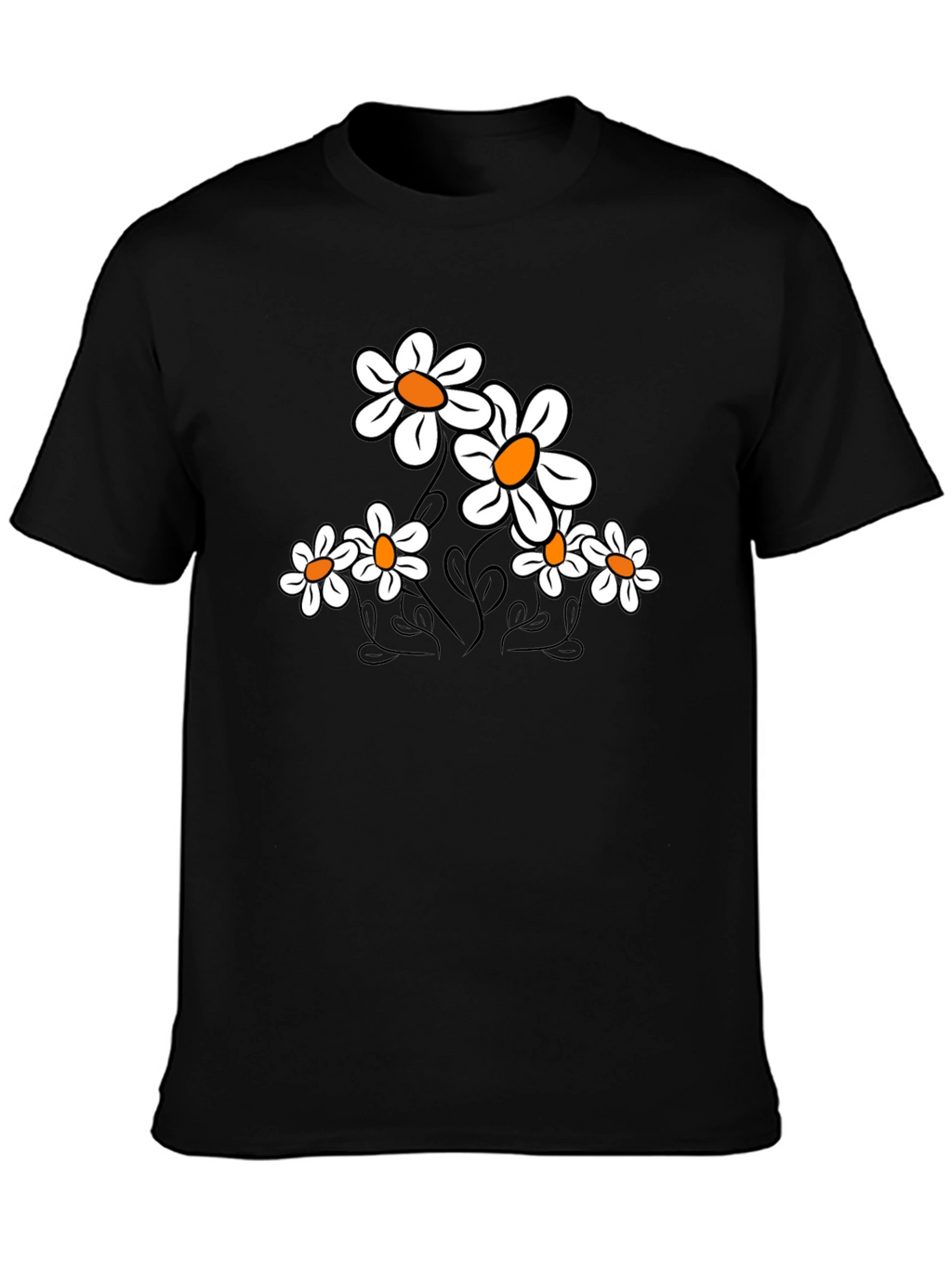 Floral Print T-Shirt - Black