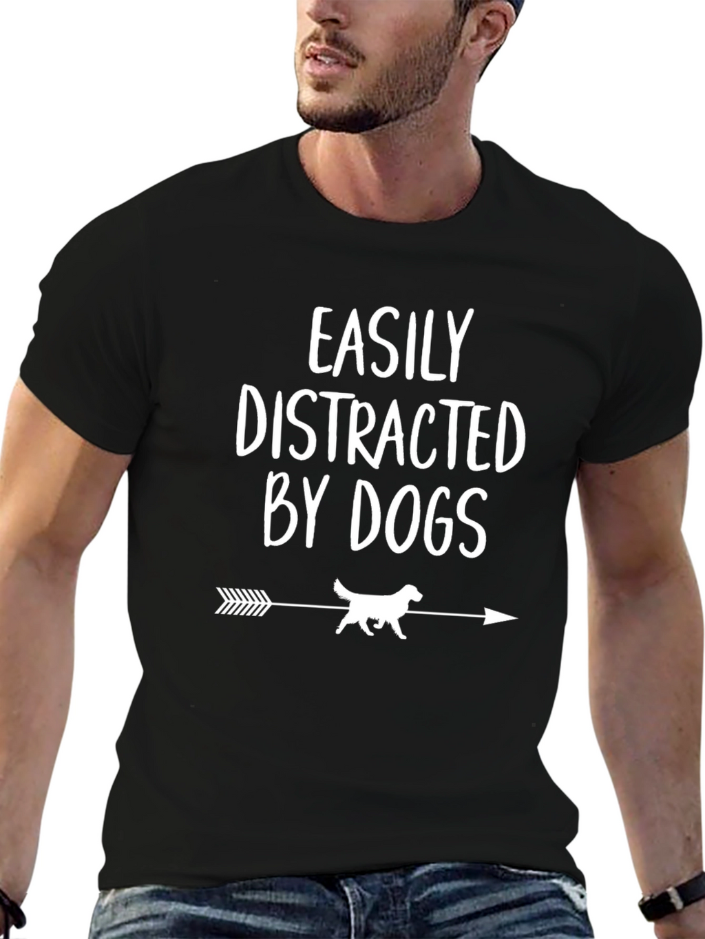 Easily Distracted by Dogs Black T-Shirt