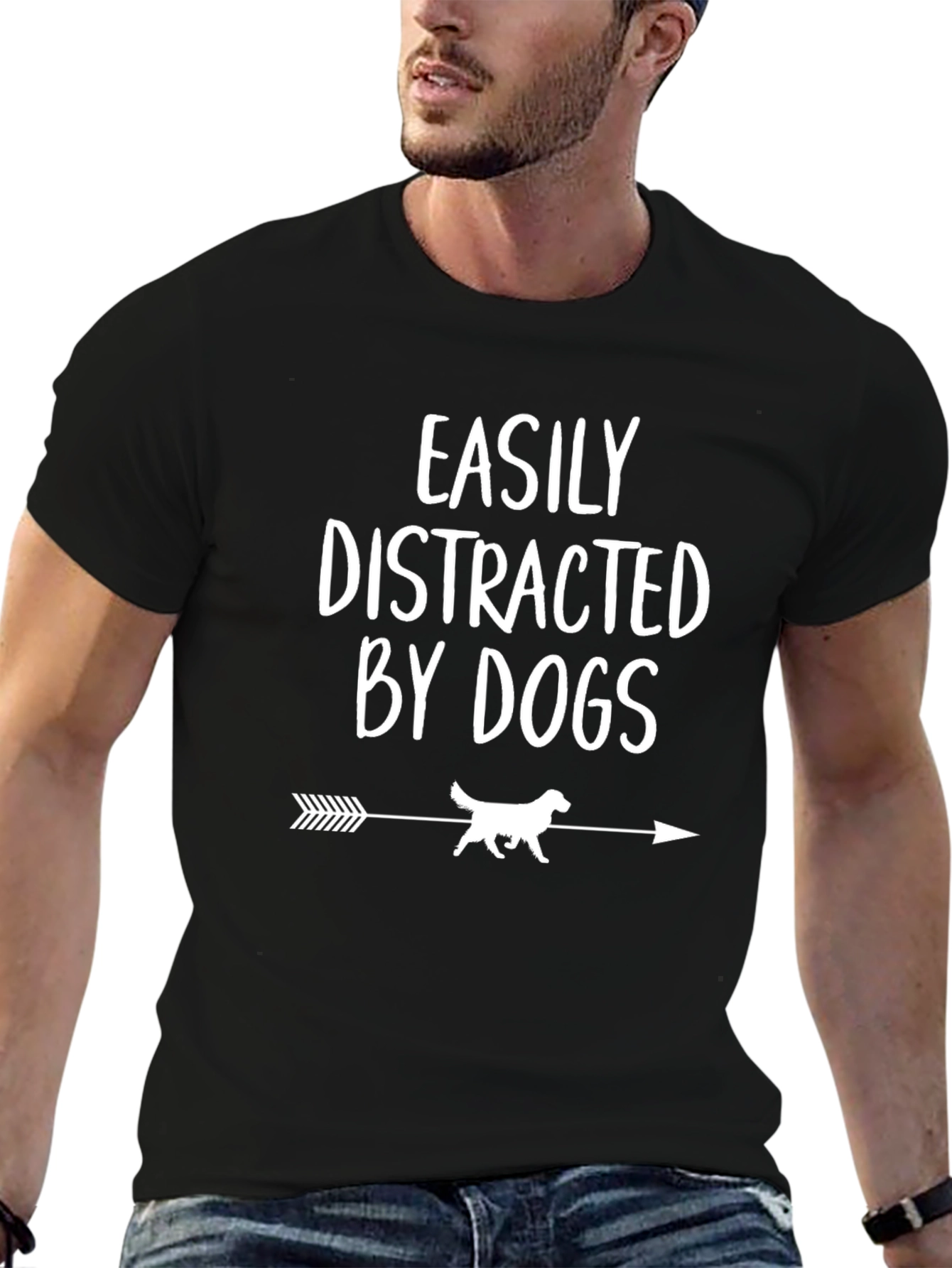 Easily Distracted by Dogs Black T-Shirt