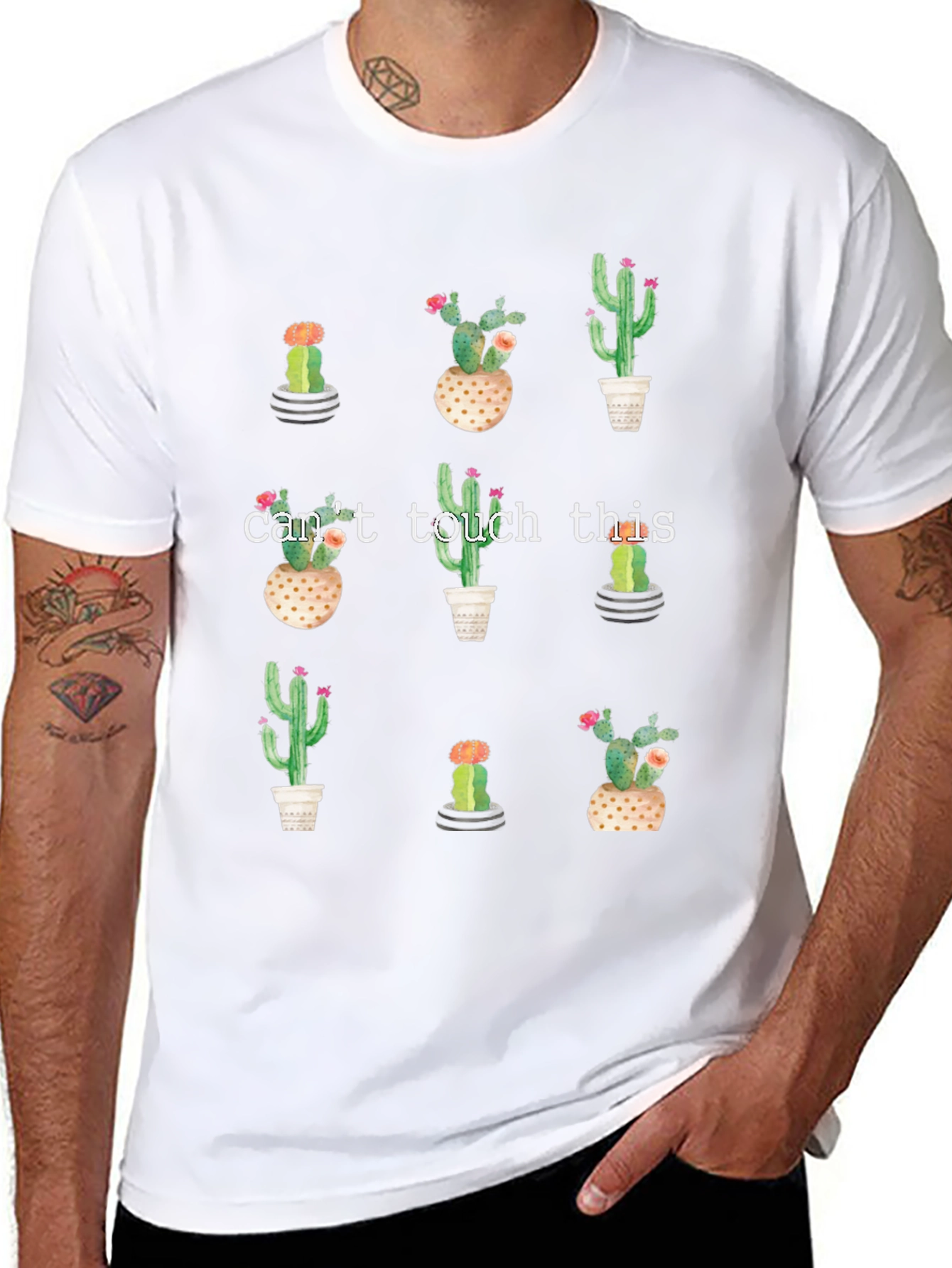 Cactus Print Tee - Cant Touch This Graphic T-Shirt