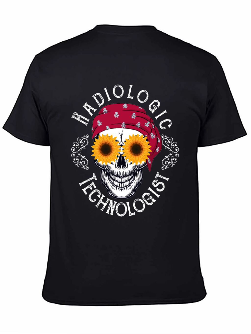 Radiologic Technologist Sunflower Skull Graphic T-Shirt