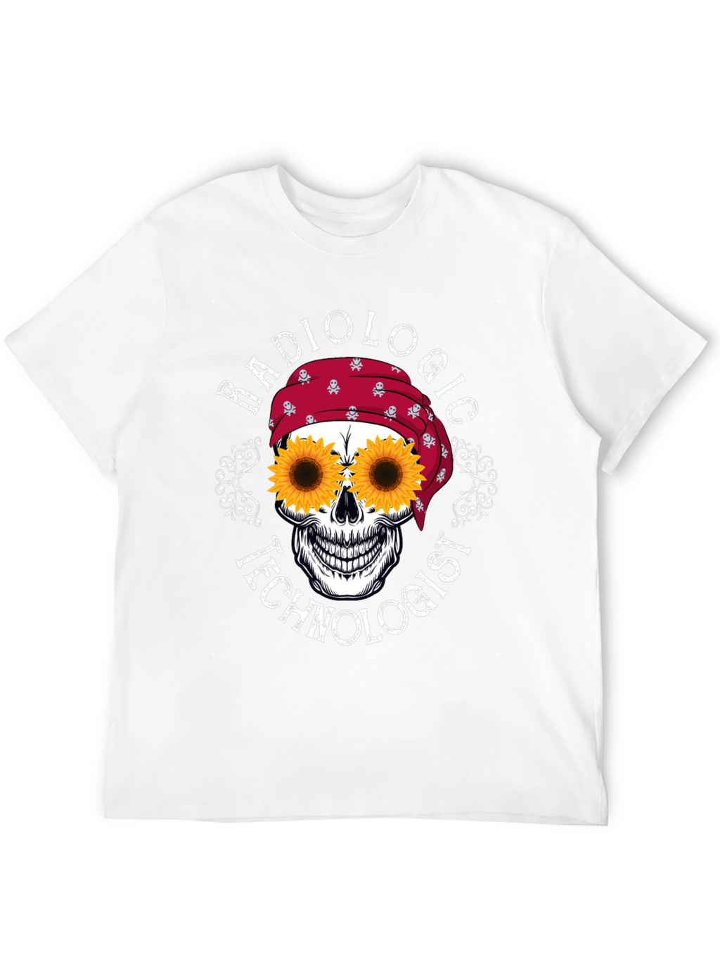 Radiologic Technologist Sunflower Skull Graphic T-Shirt