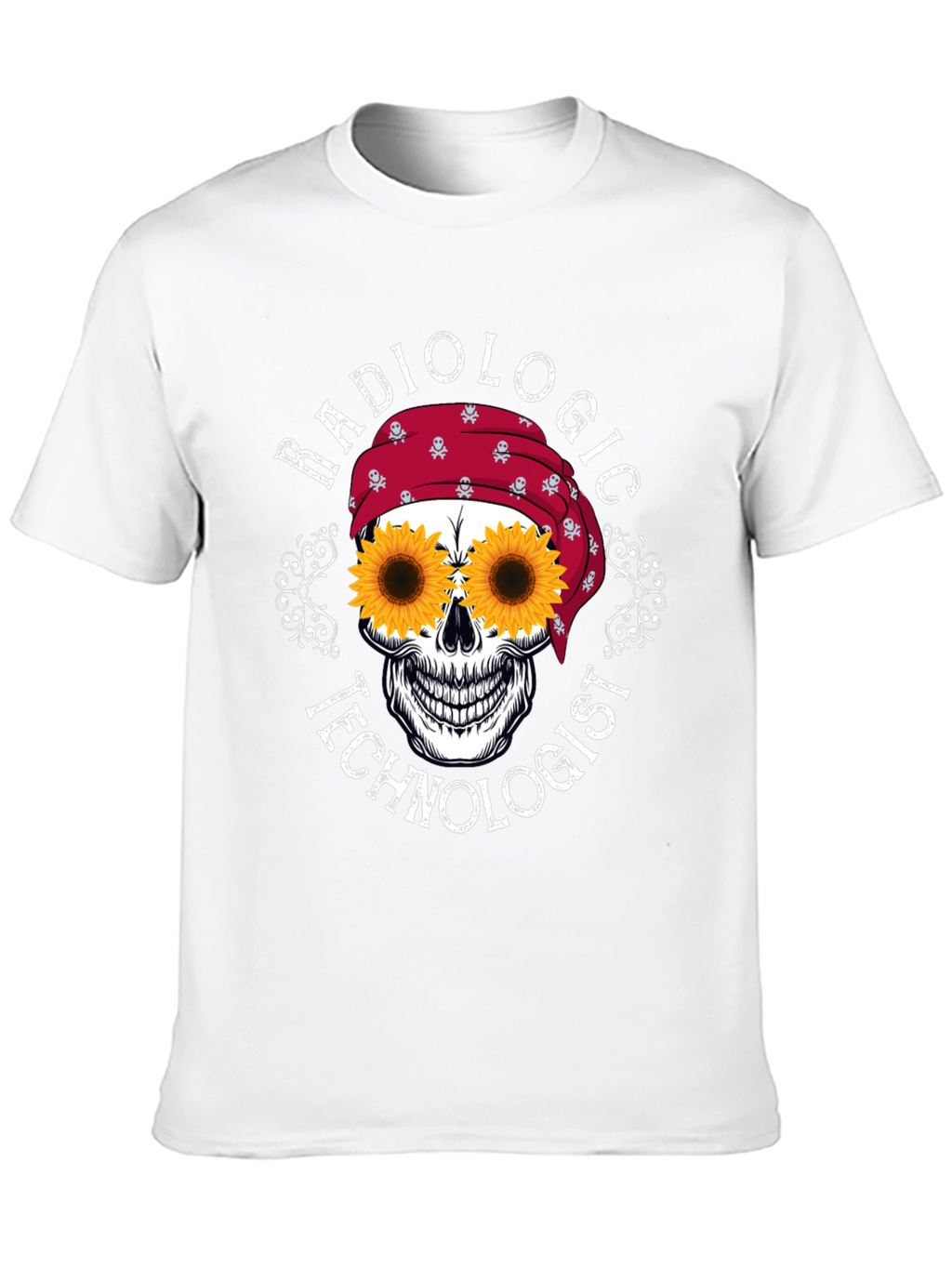 Radiologic Technologist Sunflower Skull Graphic T-Shirt