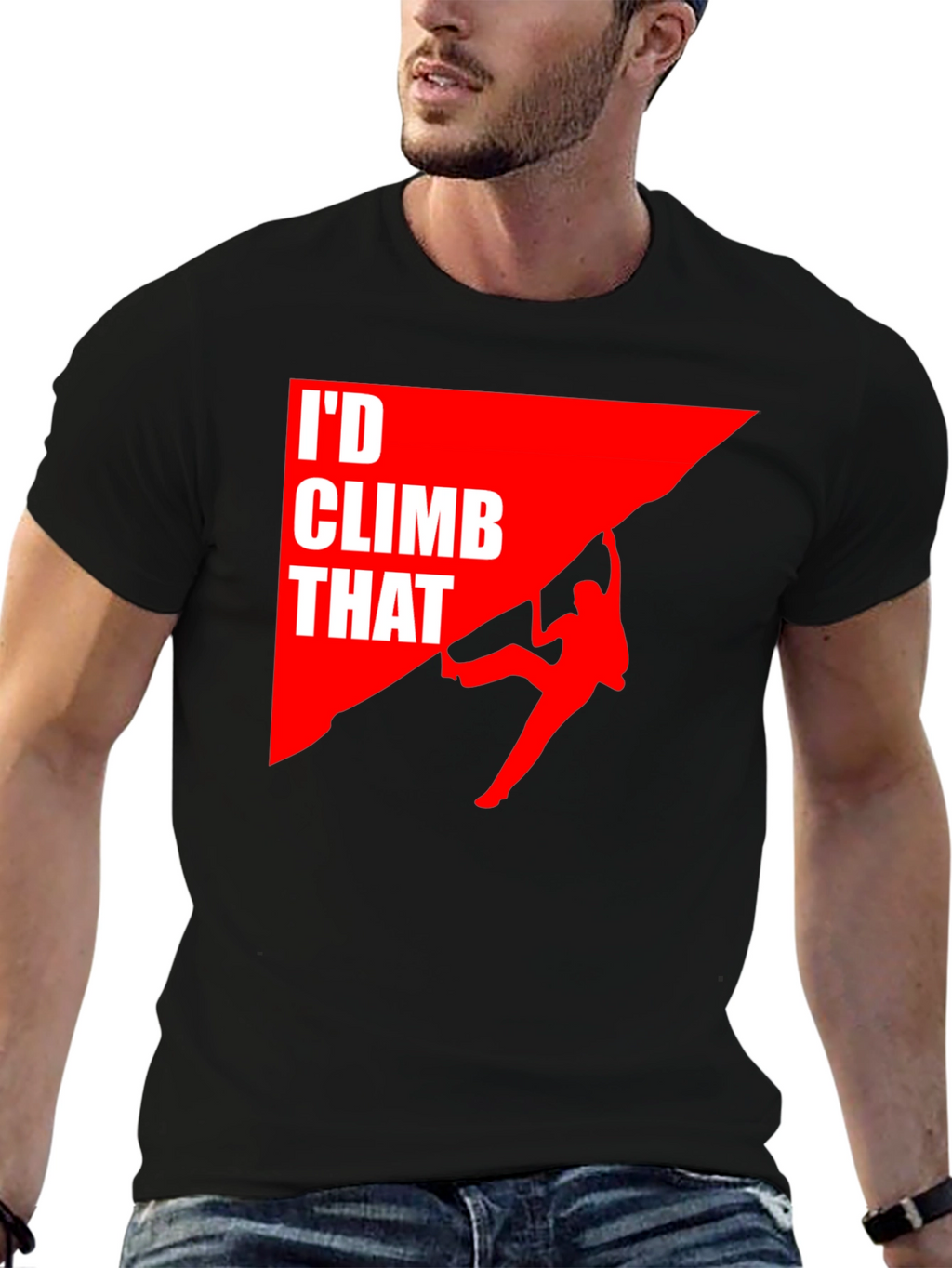 Id Climb That T-Shirt Funny Rock Climbing Graphic Tee