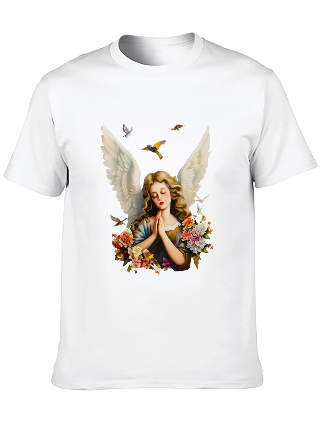 Angel Wings Floral Black T-Shirt
