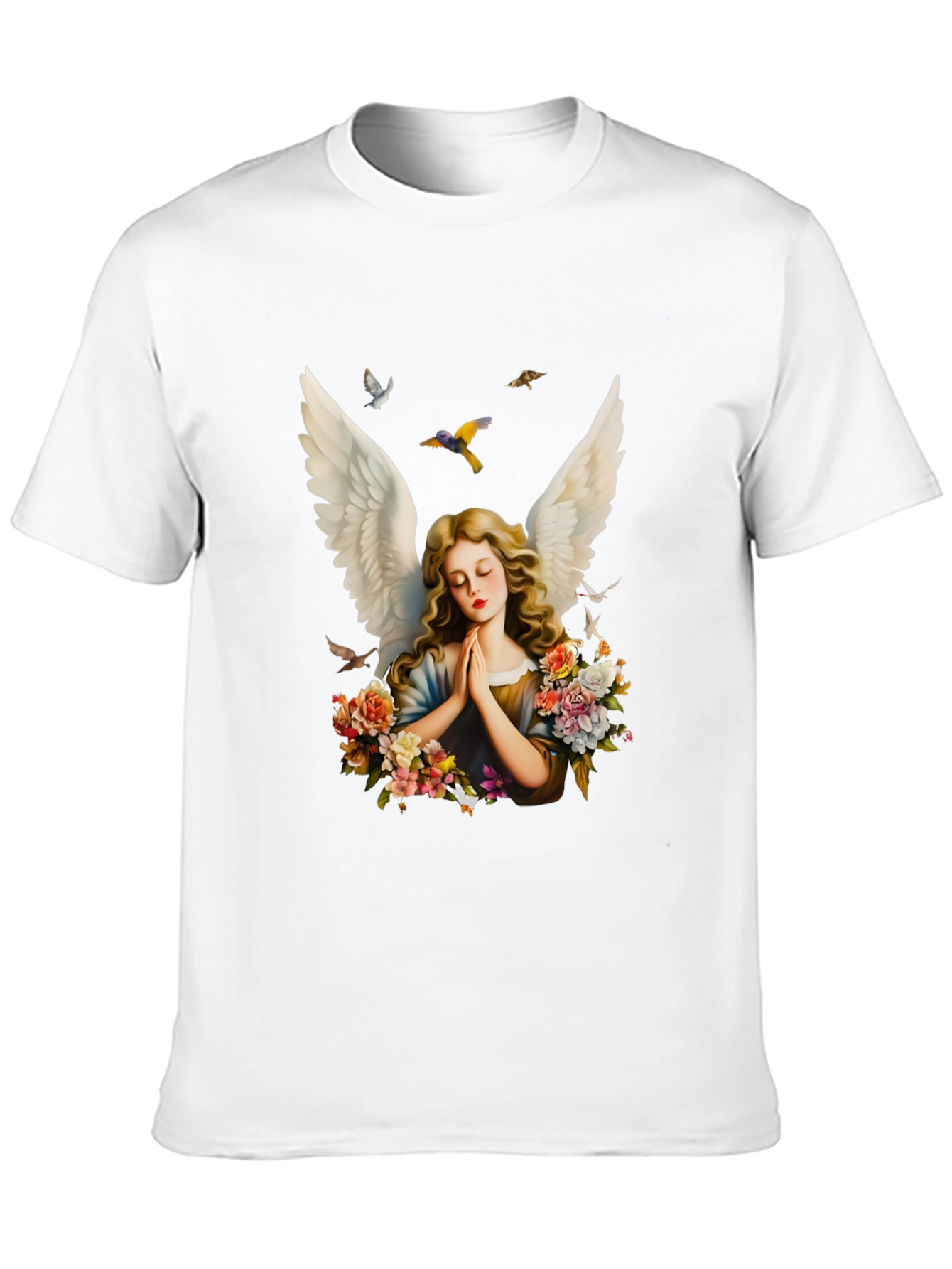 Angel Wings Floral Black T-Shirt