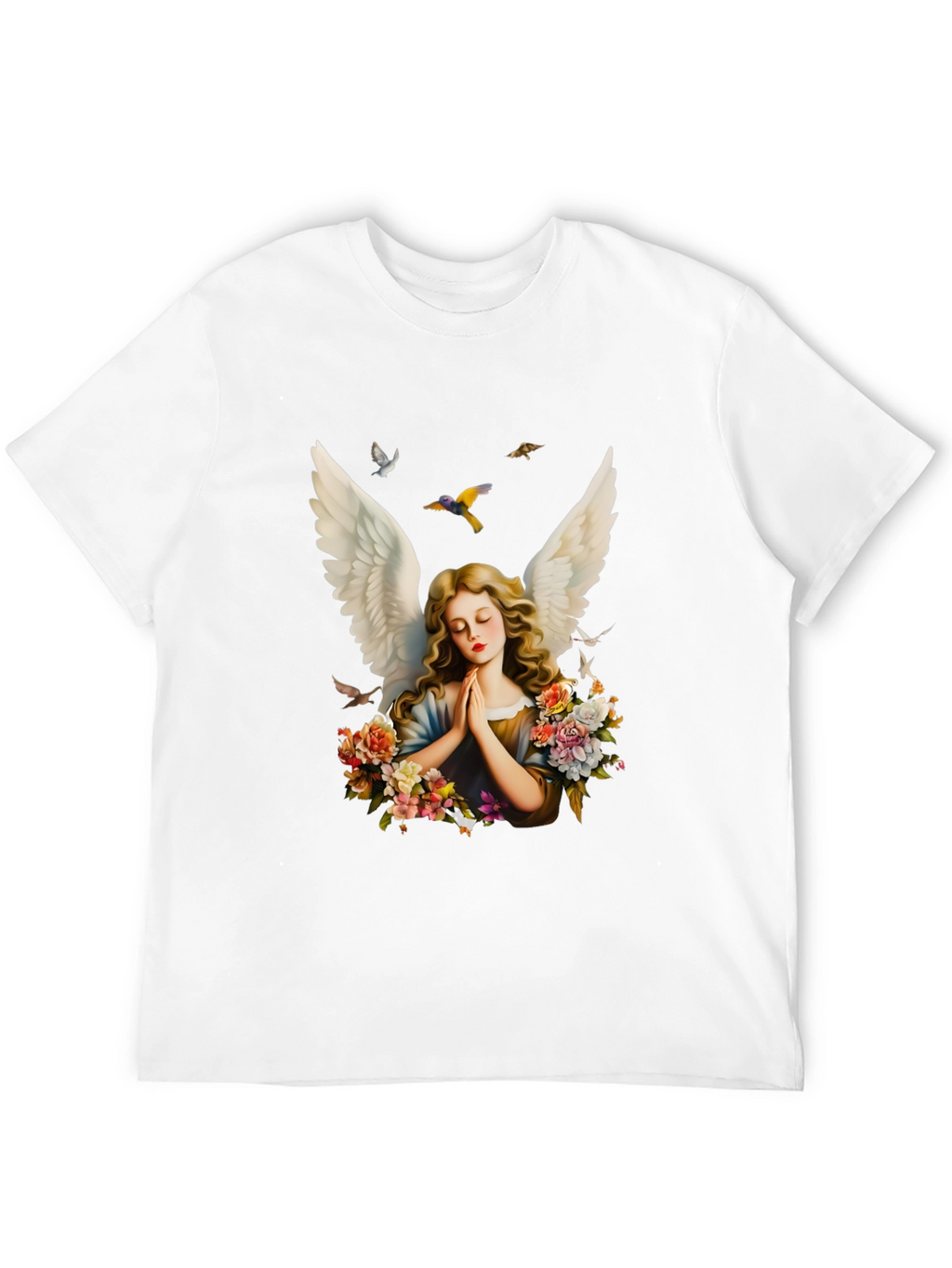Angel Wings Floral Black T-Shirt