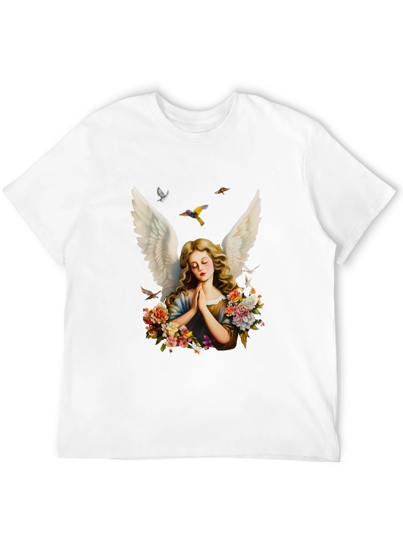 Angel Wings Floral Black T-Shirt