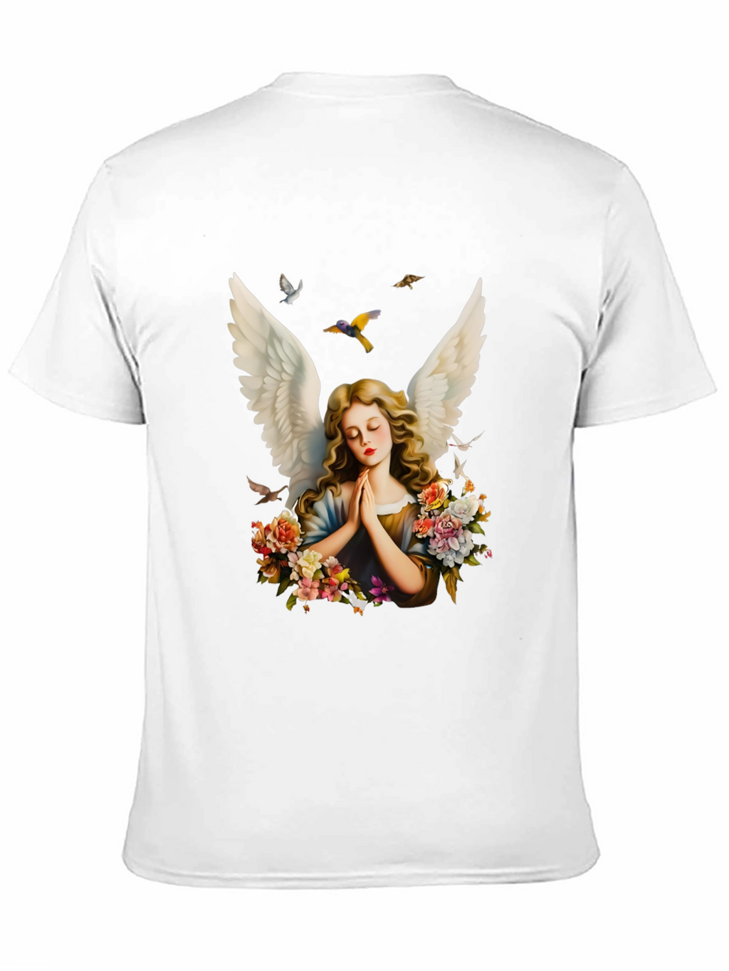 Angel Wings Floral Black T-Shirt