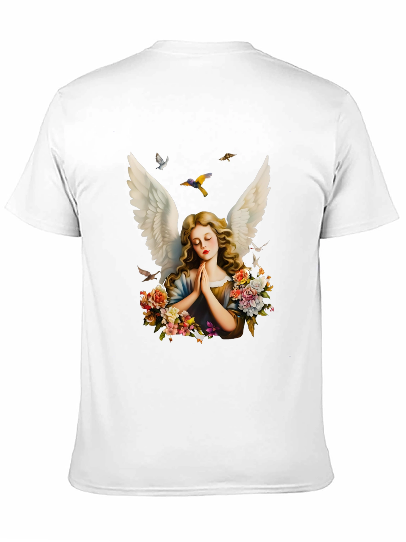 Angel Wings Floral Black T-Shirt