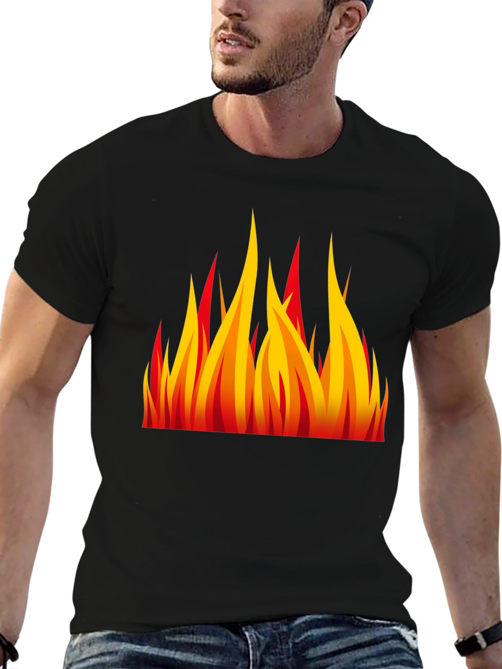Fiery Flames Graphic Black T-Shirt