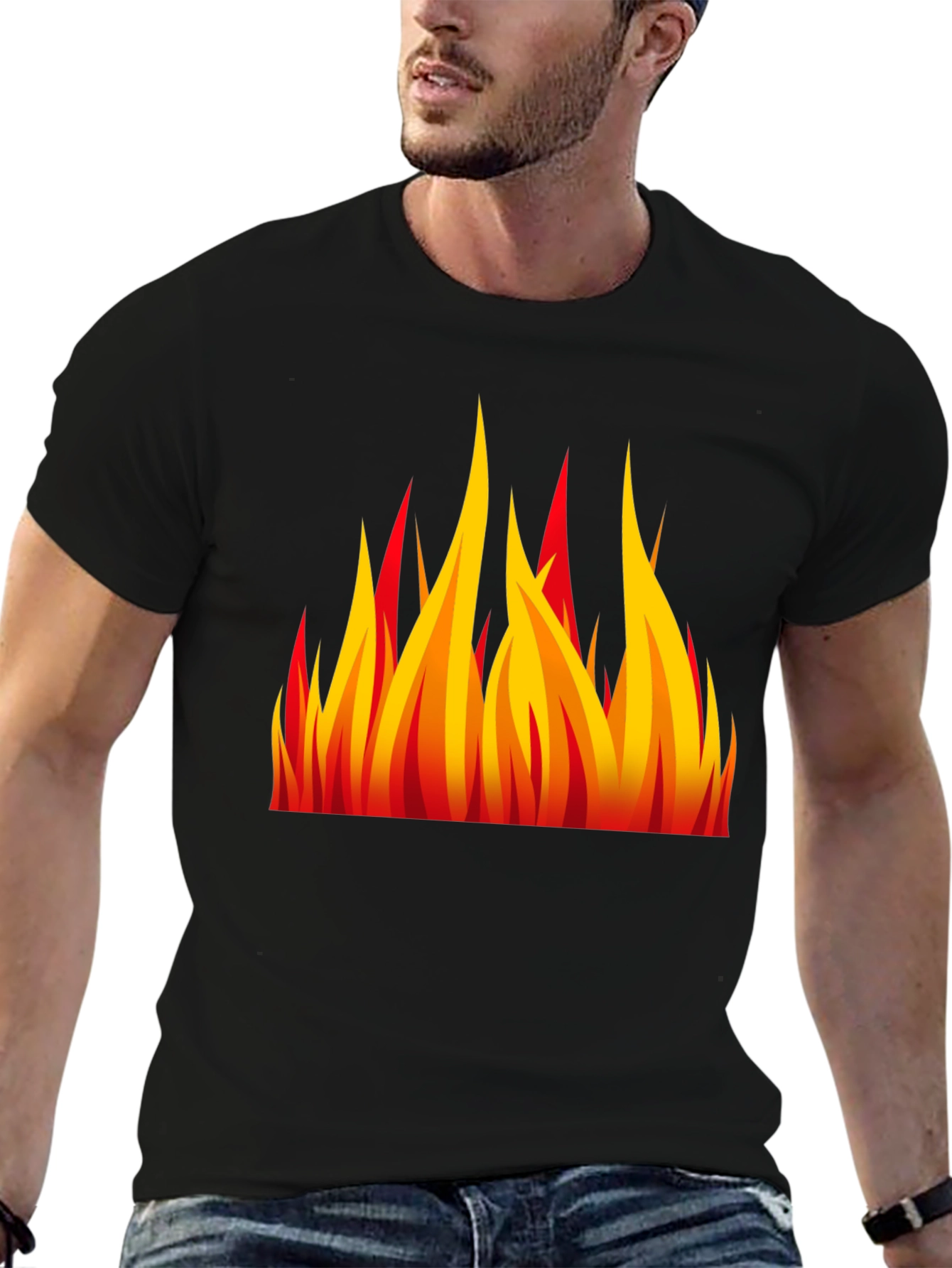 Fiery Flames Graphic Black T-Shirt