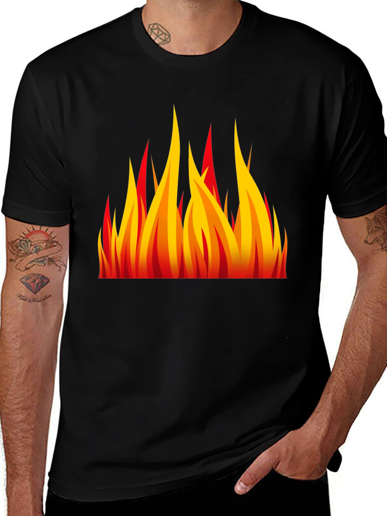 Fiery Flames Graphic Black T-Shirt