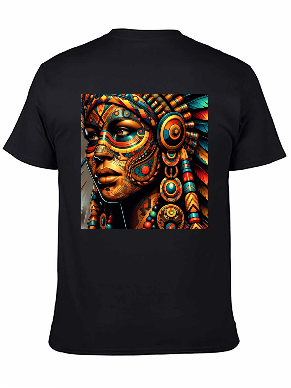 Vibrant Tribal Art Black T-Shirt