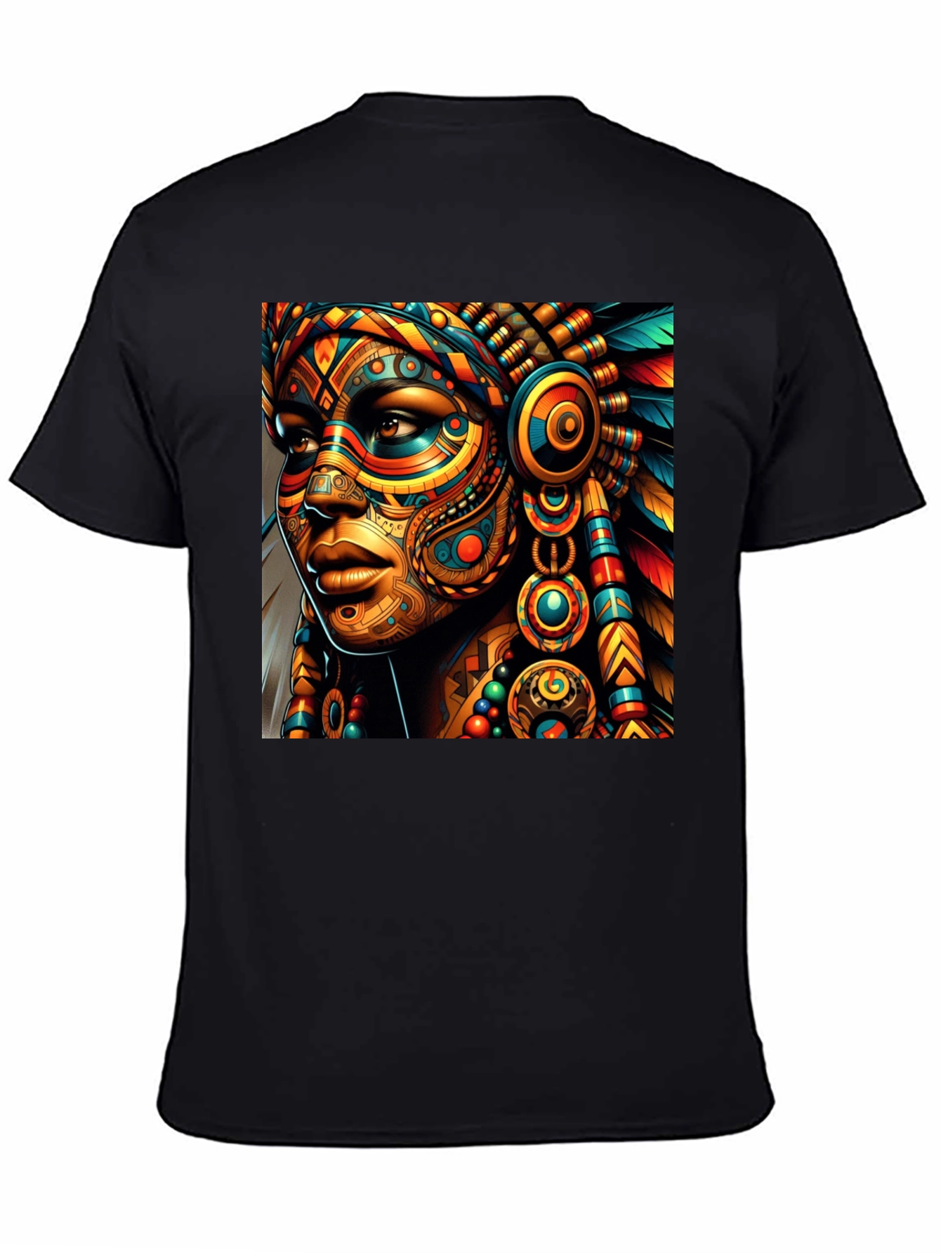 Vibrant Tribal Art Black T-Shirt