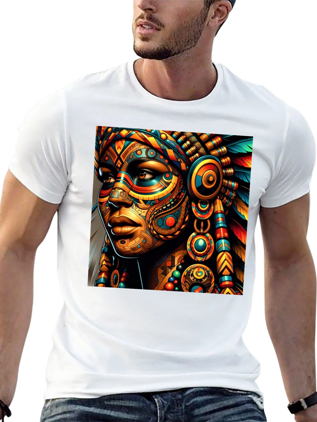 Vibrant Tribal Art Black T-Shirt