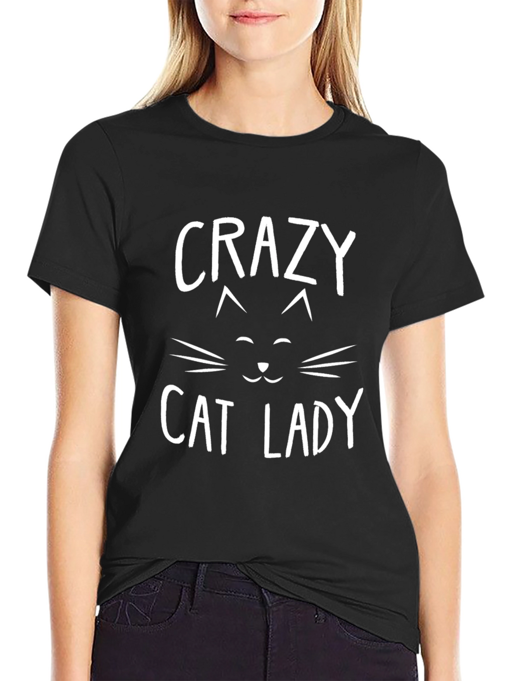 Crazy Cat Lady Graphic Tee - Black Cotton Blend