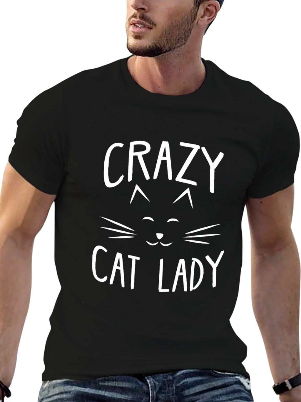 Crazy Cat Lady Graphic Tee - Black Cotton Blend